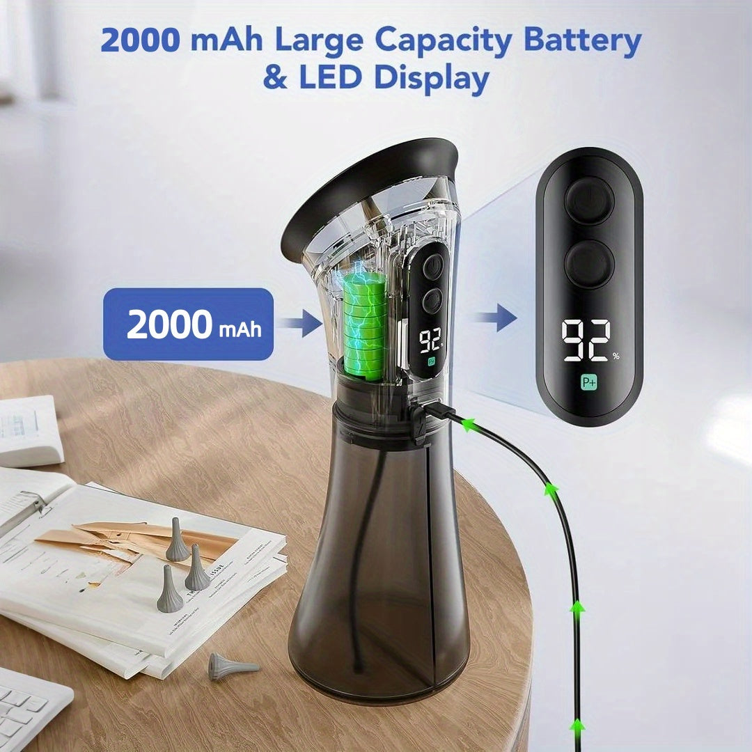 Safe Electric Ear Cleaning Kit Pro: Water-Powered Flusher with 3 Pressure Modes & LED Display | Temp Sensor, Visual Waste Tank, 12 Tips, USB-C Recharge, Painless Use, Ear Cleaning Device, Health Care, Modern Aesthetic, Durabl