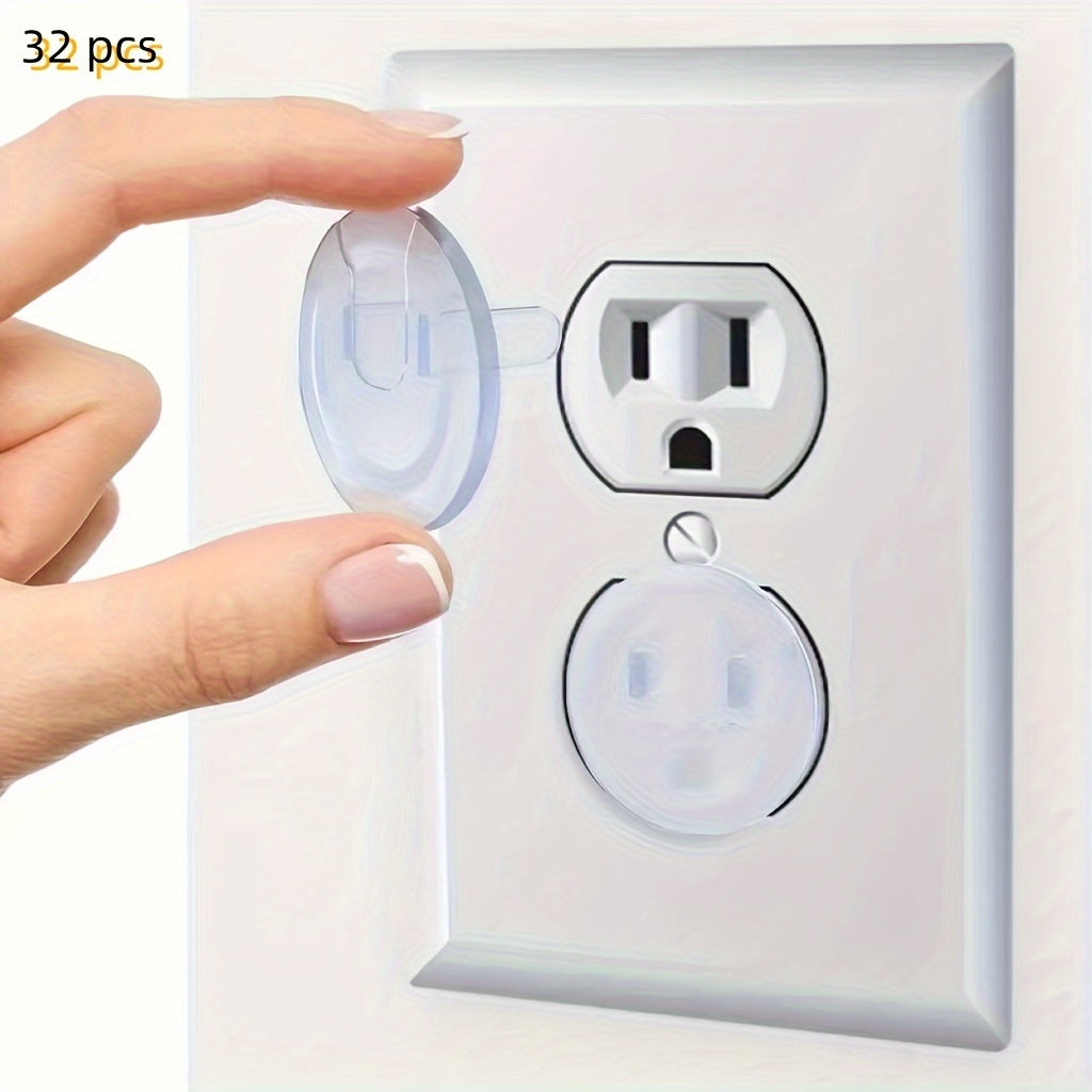16/32pcs US Standard Outlet Plug Covers, Clear Electrical Protector Safety Caps, Safety Electric Plug Protectors