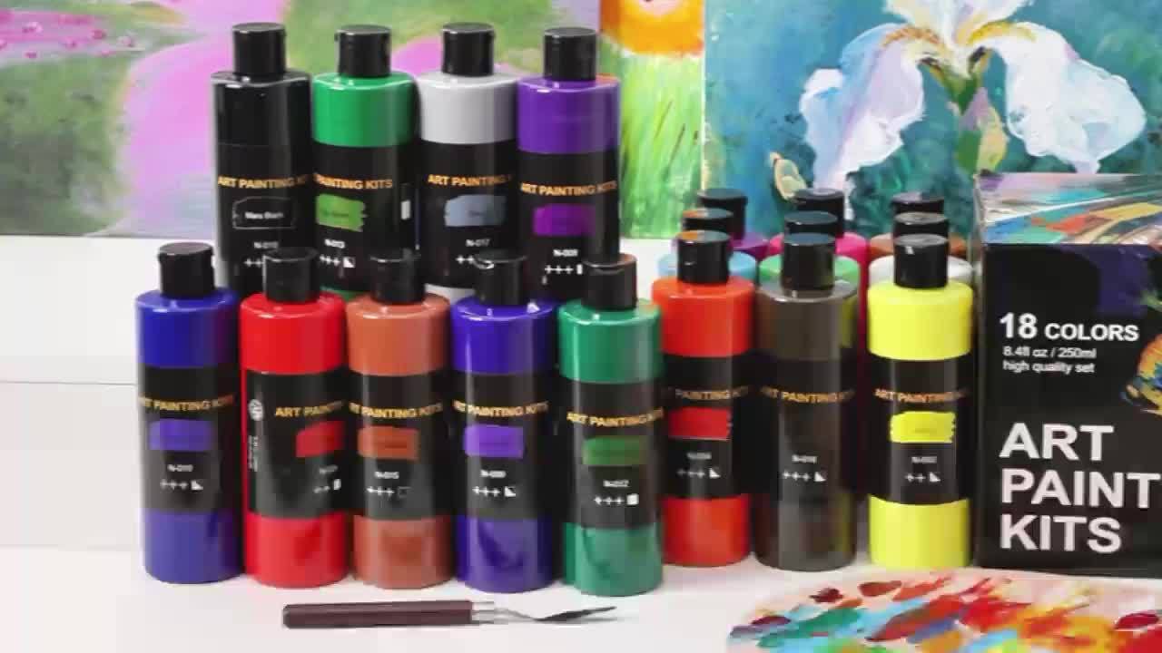 18 Colors (8.45 oz/Bottle), Painting Art Supplies, Art Supplies For Painting Canvas, Ceramic & Fabric, Lasting Quality For Beginners & Professional Artist, Back To School, Christmas & Halloween