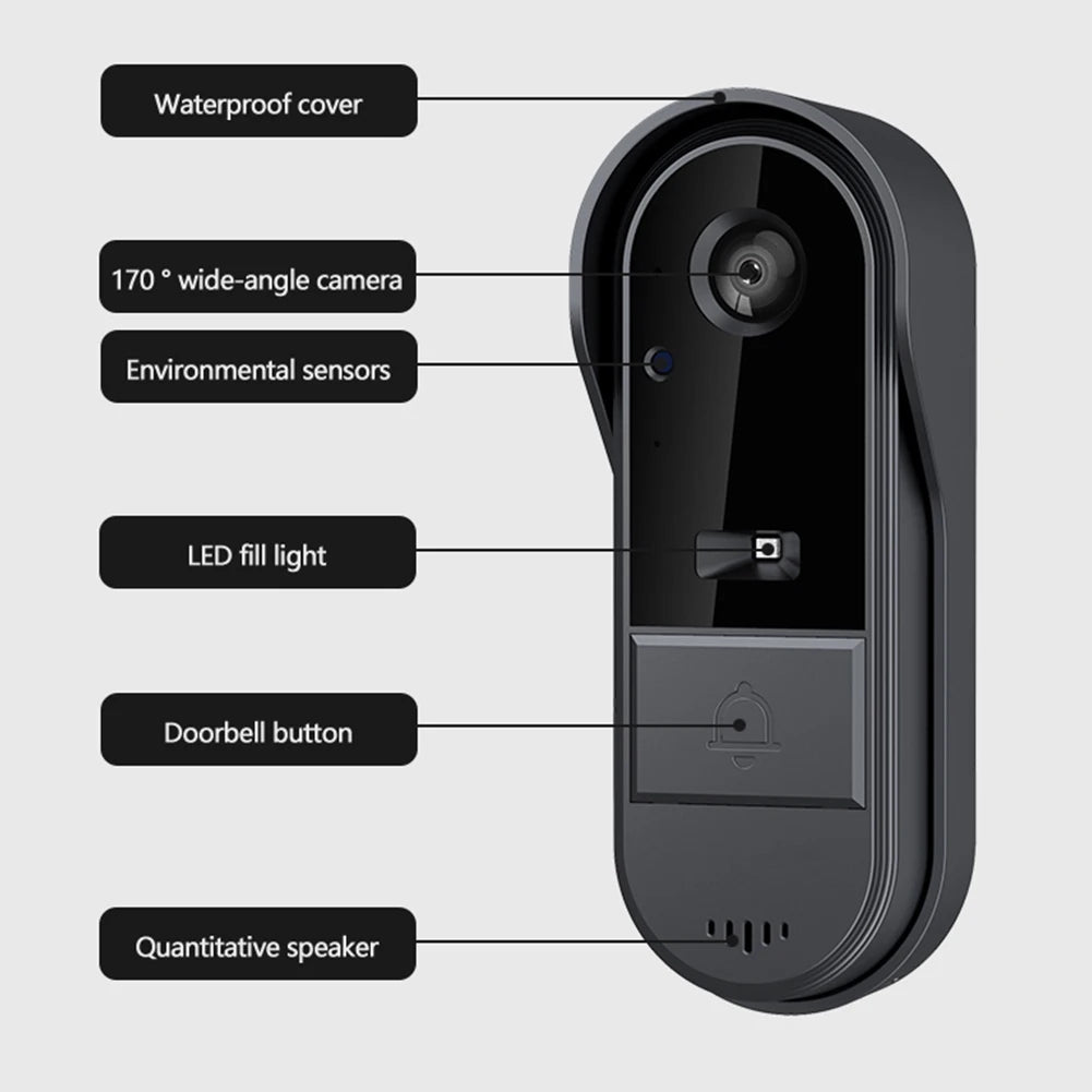 2.4G WiFi Video Intercom Door Bell 4.3 Inch IPS Screen Eye Peephole Camera Waterproof Video Intercom Door Camera for Home Safety