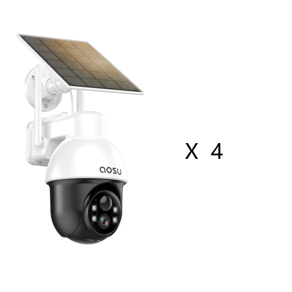 AOSU 3MP PTZ 4/8/12pcs Solar Camera 5000mAh Battery Wireless 2.4Ghz WIFI Camera PIR AI Detection 2-Way Audio Outdoor CCTV Camera