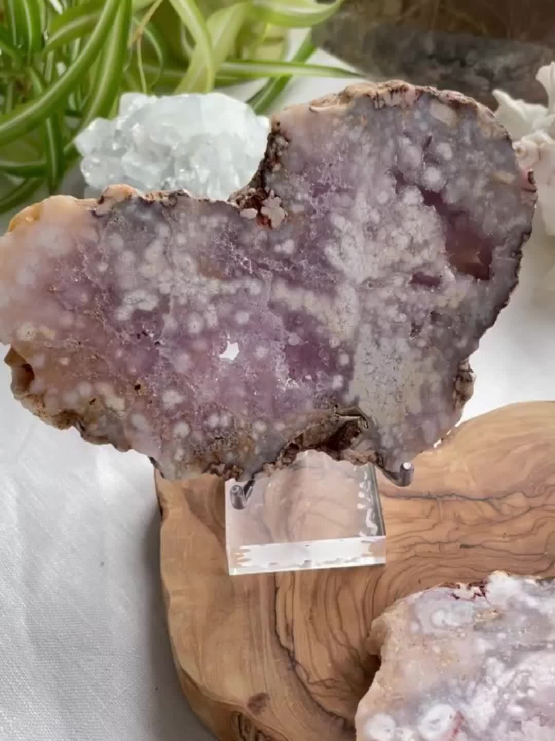 1pc Amazing Extra Rare Pink Amethyst Jasper Quartz Agate Crystal Sliced Rough Specimen, Awesome Combination Of Pink Cherry Blossoms And Amethyst, Loose Faux Gemstones, Perfect Home Collection Decorative Art, Unique Easter Val