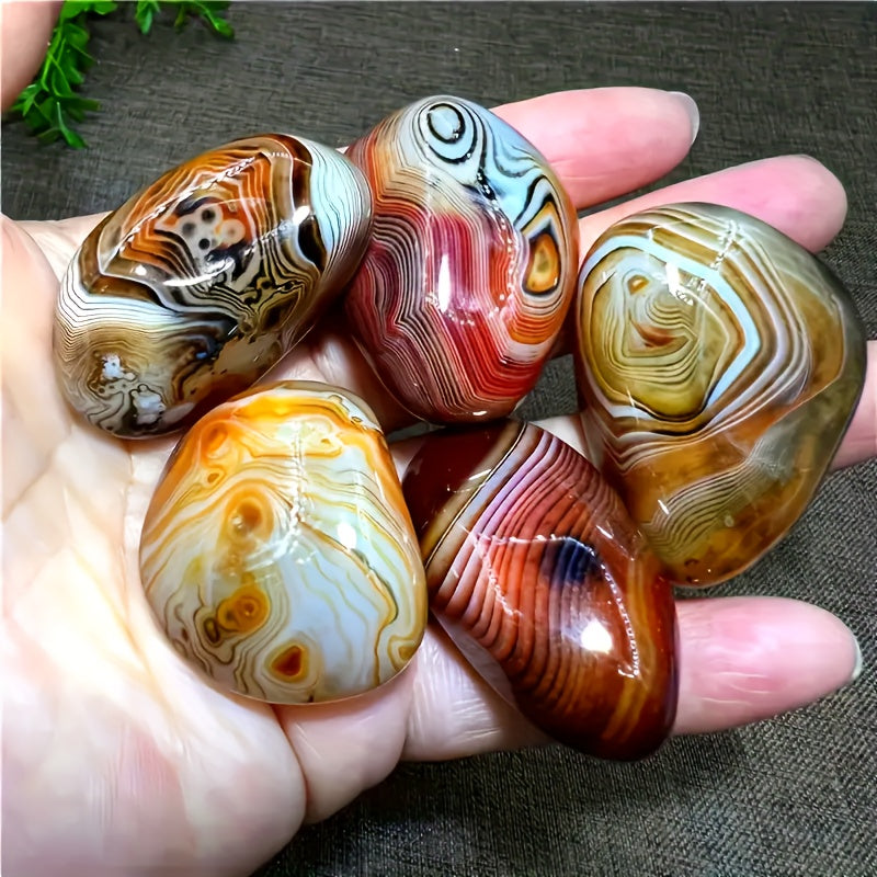 4LB Natural Wrapped Agate Stone - Carved Smooth Faux with Various Striped Patterns And Earthy Tones, High-end Boutique Art Stone, Unique Polished Stone, Rare Collectible Artwork, DIY Craft Supplies, Jewelry Making, Artistic D