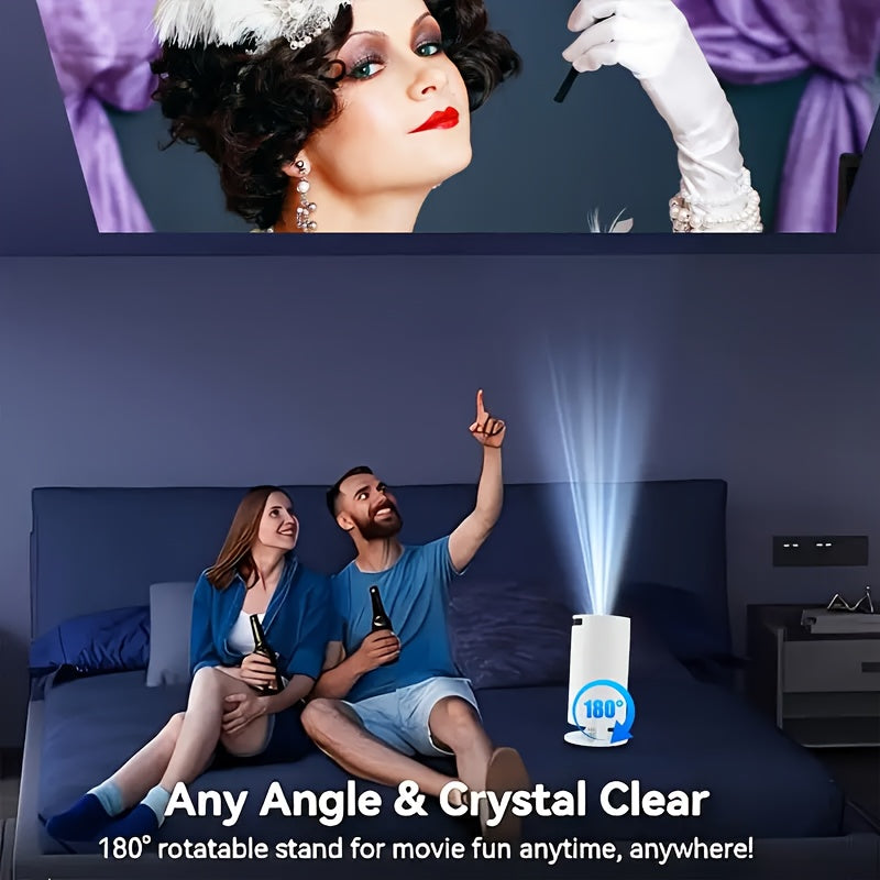 Portable Wireless Projector with 4K Decoding, 1800P HD, 260ANSI Brightness, 180° Rotatable Screen, Remote Control, USB-Powered for Home Theater, Family Gatherings & Entertainment, Portable Wifi Projector, Entertainment Devic