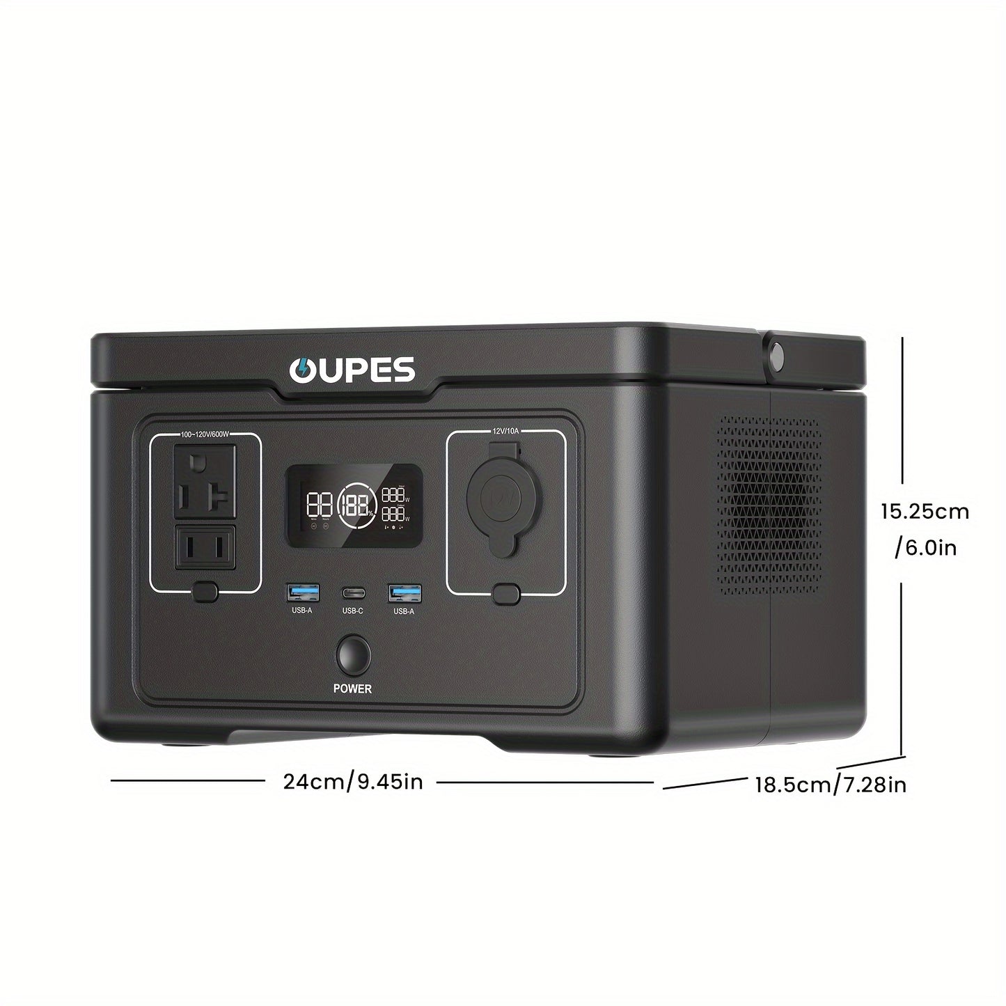 OUPES 600W/256Wh Exodus 600 Portable Power Station(1200W Surge), 256Wh 3.7kg Backup LiFePO4 Battery, 600W AC Outlet, Solar Generator for RV, Outdoors, Camping, Traveling