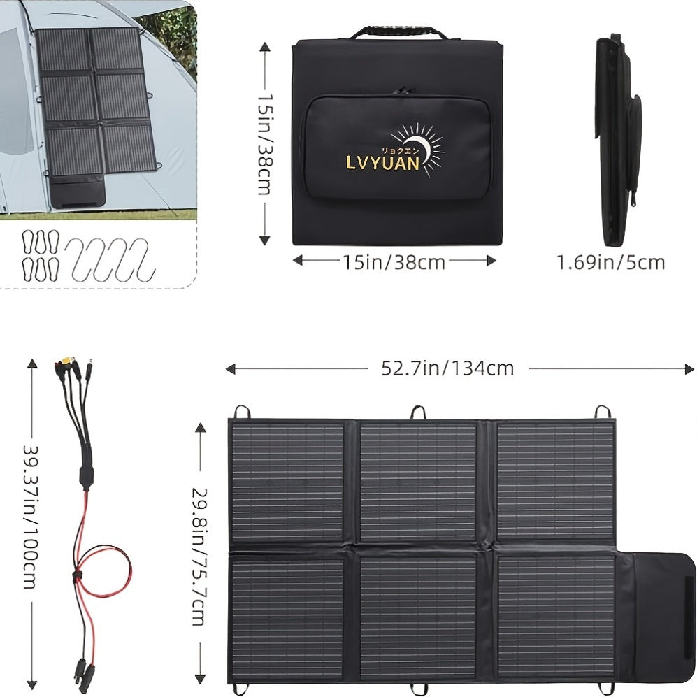 LVYUAN 120W/200W//300W/400W Portable Solar Panel, Foldable Solar Blanket, Monocrystalline High Power Solar Panel, Solar Cell Efficiency Up To 22.5%, Suitable For Outdoor Adventure Boat Power Station Camping RV Solar Generator