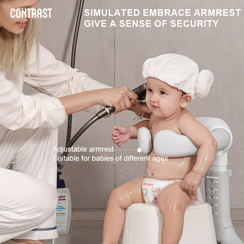 5-speed Adjustable Baby Bathroom Bracket, Non Slip Base, Adjustable Silicone Armrest, High-quality ABS Material, Foldable Storage, Suitable For Children Aged 6 Months To 6 Years Old, Safe Bathing Assistant