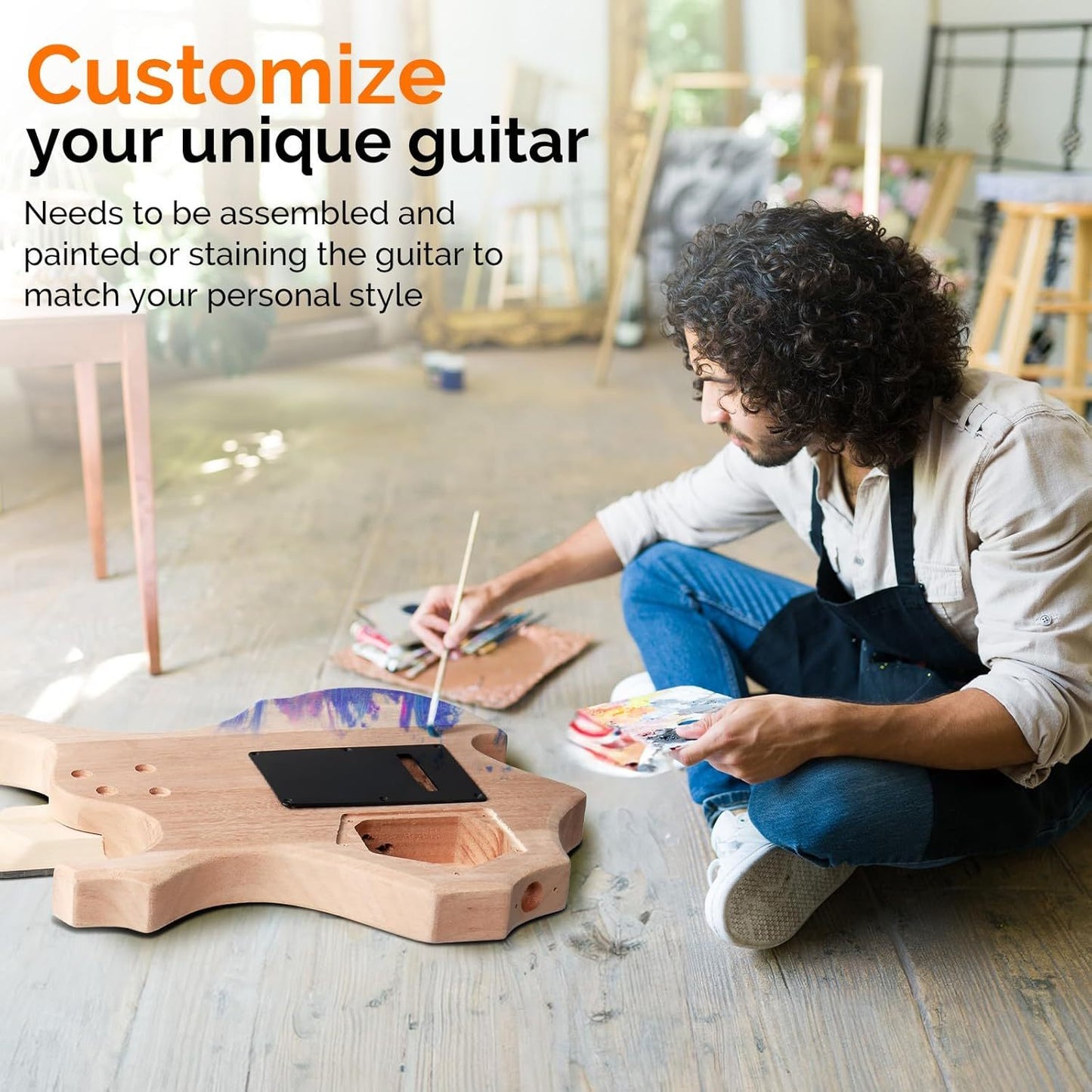 Glarry DIY Electric Guitar Kit, 6 Strings Guitar Kit with Mahogany Wood Body Maple Neck for Beginner, All Components Included Build Your Own Guitar