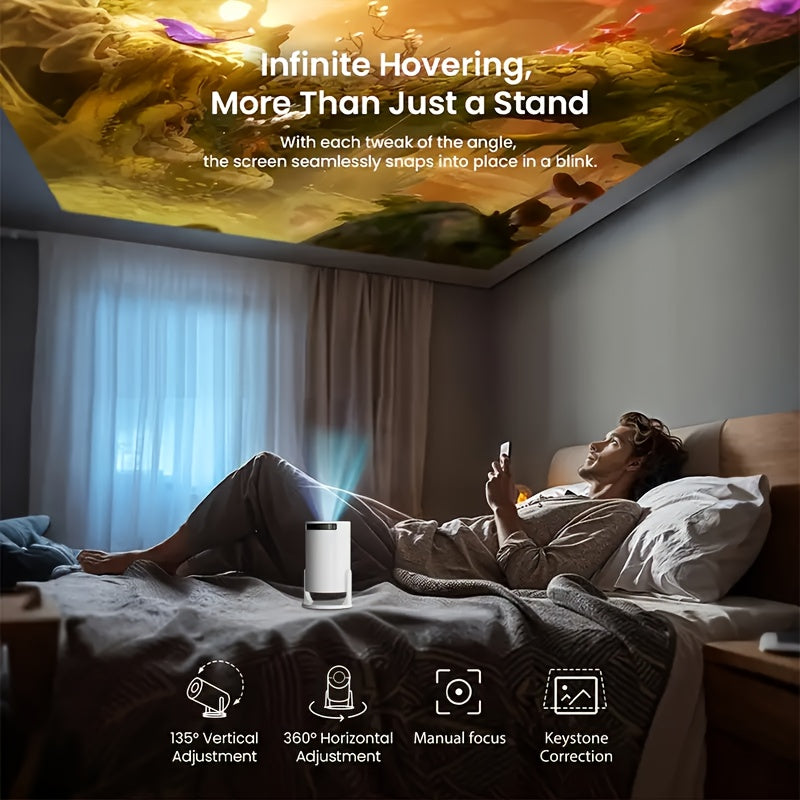 Portable Wireless Projector with 4K Decoding, 1800P HD, 260ANSI Brightness, 180° Rotatable Screen, Remote Control, USB-Powered for Home Theater, Family Gatherings & Entertainment, Portable Wifi Projector, Entertainment Devic