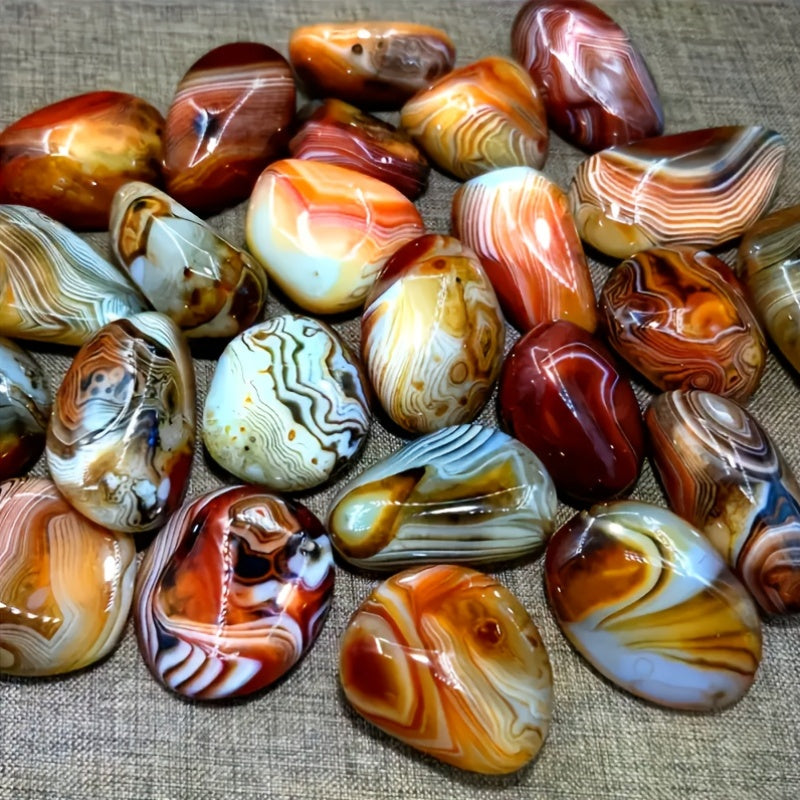 4LB Natural Wrapped Agate Stone - Carved Smooth Faux with Various Striped Patterns And Earthy Tones, High-end Boutique Art Stone, Unique Polished Stone, Rare Collectible Artwork, DIY Craft Supplies, Jewelry Making, Artistic D