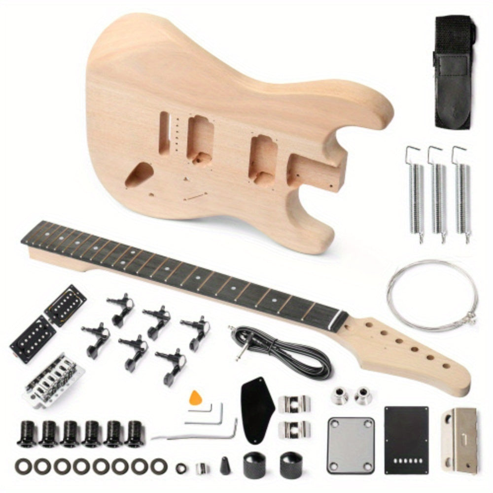 Glarry DIY Electric Guitar Kit, 6 Strings Guitar Kit with Mahogany Wood Body Maple Neck for Beginner, All Components Included Build Your Own Guitar
