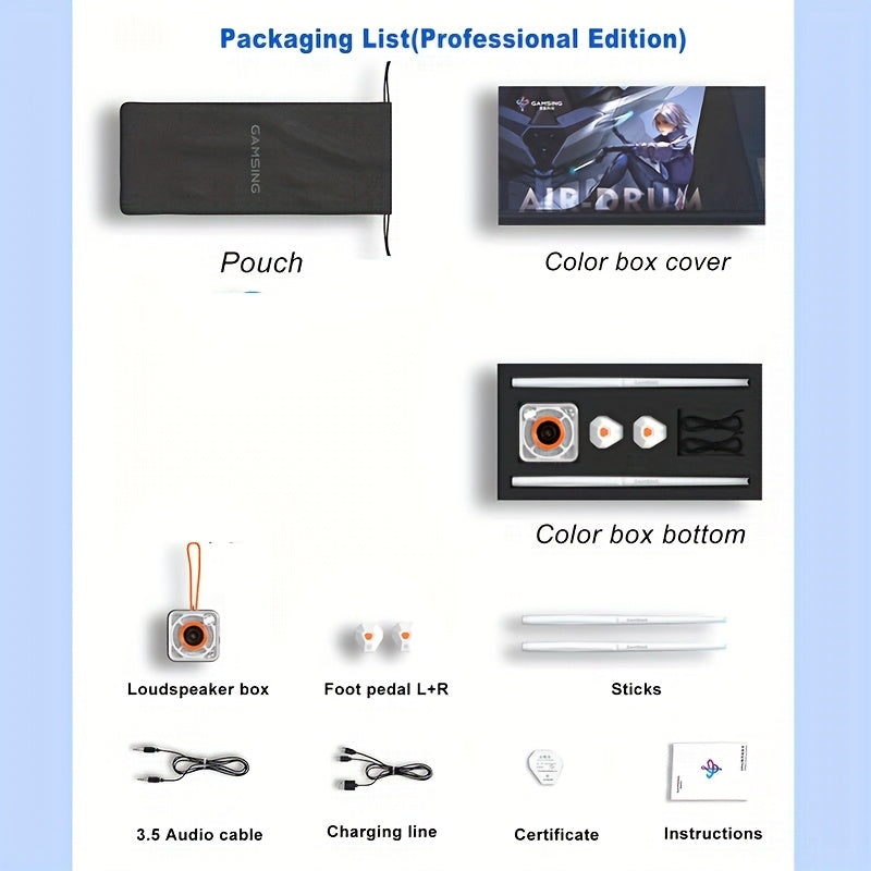 Electric Virtual Air Drum Set With Drumsticks, Pedals, Support With Speaker, Headphone And Earphones - Ideal For Drummers Beginners Practitioners, Musical Instruments Gifts, Xmas Birthday Gift For Adults, Student