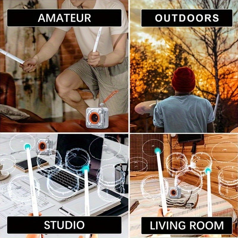 Electric Virtual Air Drum Set With Drumsticks, Pedals, Support With Speaker, Headphone And Earphones - Ideal For Drummers Beginners Practitioners, Musical Instruments Gifts, Xmas Birthday Gift For Adults, Student