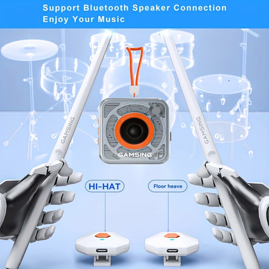 Electric Virtual Air Drum Set With Drumsticks, Pedals, Support With Speaker, Headphone And Earphones - Ideal For Drummers Beginners Practitioners, Musical Instruments Gifts, Xmas Birthday Gift For Adults, Student