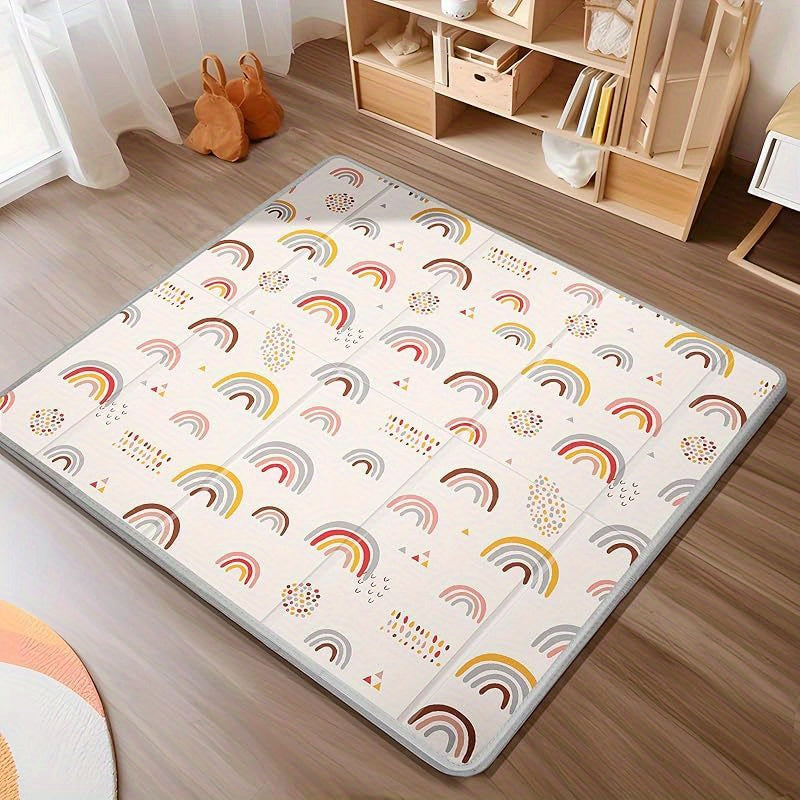 Crawling Game Fence Mat With Cute Cartoon Patterns, Play Game Mat, Baby Swing Suitable For Family Living Rooms, Car Picnics, Travel Home Essentials XPE 50 * 50 Inches, Thick And Soft Size Double-sided Pattern Folding Crawling