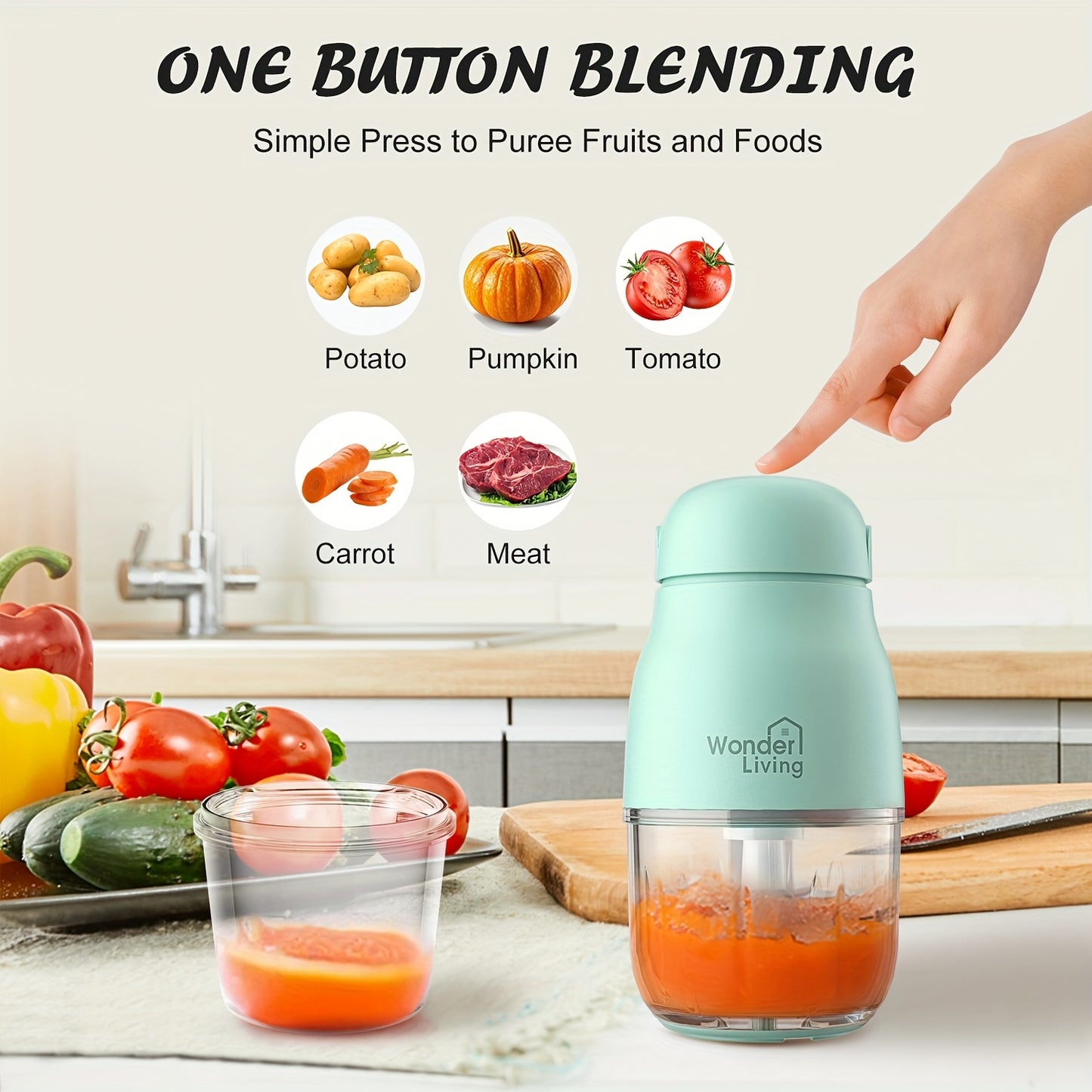 8-Blade Stainless Steel Blade Baby Food Maker Set with Easy-Clean Blender, Food Processor & Containers - Heavy-Duty Corded Electric Baby Food Maker with 8-Blade Blade, Containers & Green Base - Ideal For Fruits, Vegetables