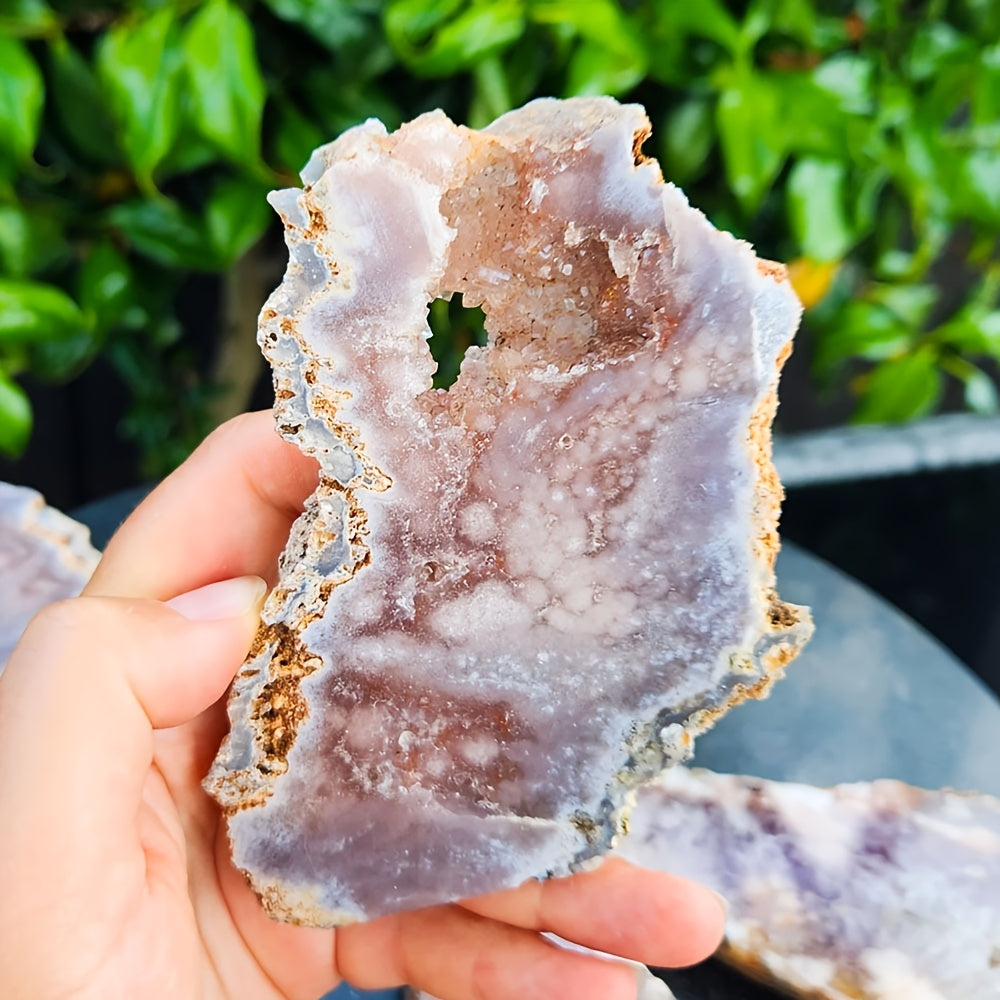1pc Amazing Extra Rare Pink Amethyst Jasper Quartz Agate Crystal Sliced Rough Specimen, Awesome Combination Of Pink Cherry Blossoms And Amethyst, Loose Faux Gemstones, Perfect Home Collection Decorative Art, Unique Easter Val