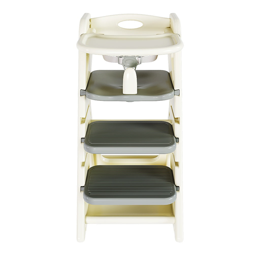 White + Charcoal Gray 16, 54x25, 20x31, 50 Inch Multifunctional Growth Chair HDPE Material Three-in-One Design Adjustable Height Five-Point Safety Belt Kitchen Dining Baby Feeding Learning