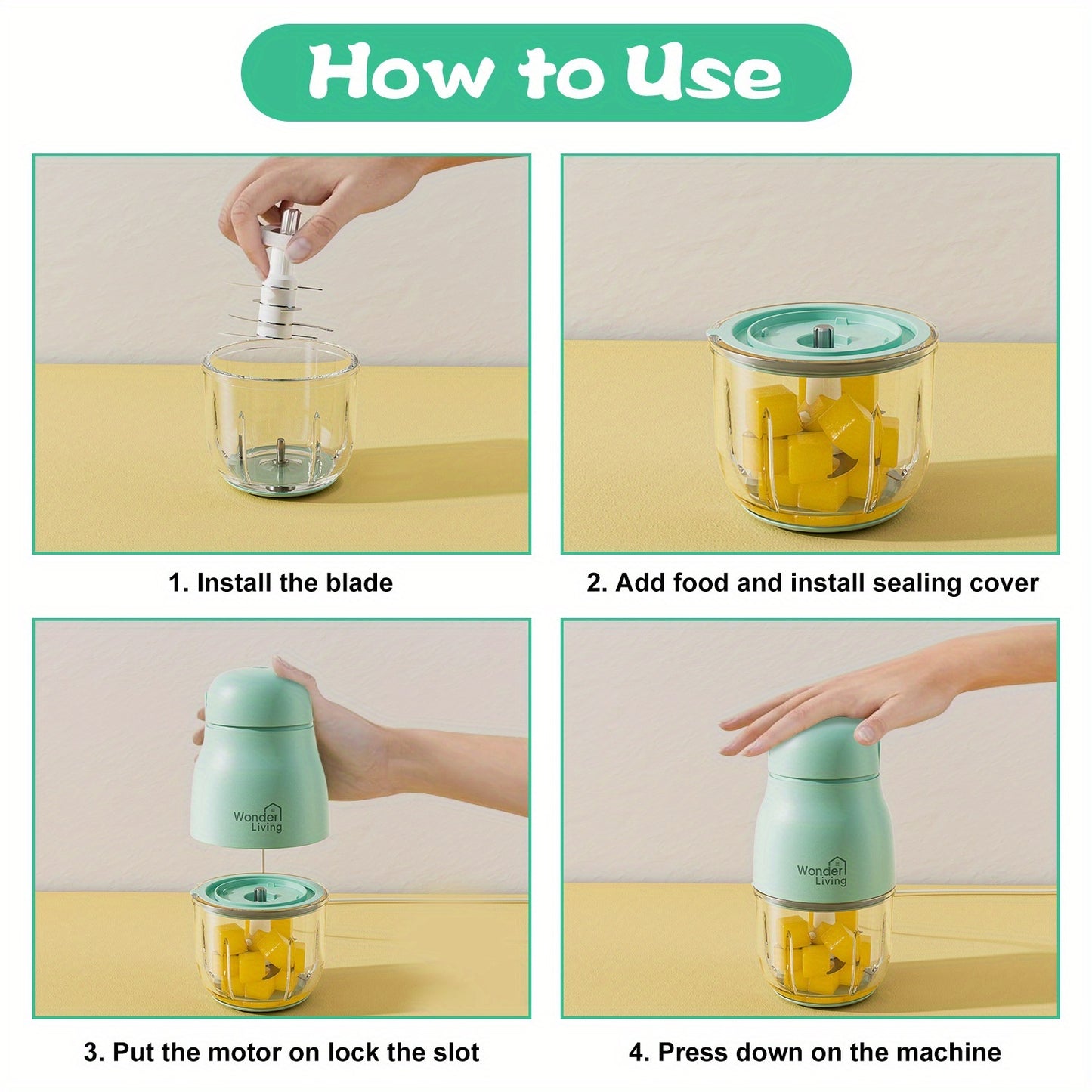 8-Blade Stainless Steel Blade Baby Food Maker Set with Easy-Clean Blender, Food Processor & Containers - Heavy-Duty Corded Electric Baby Food Maker with 8-Blade Blade, Containers & Green Base - Ideal For Fruits, Vegetables