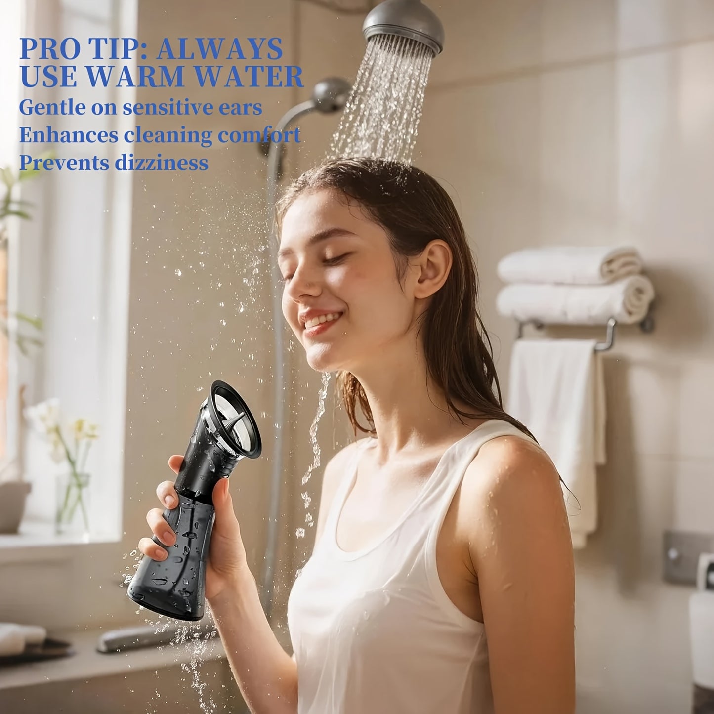 Safe Electric Ear Cleaning Kit Pro: Water-Powered Flusher with 3 Pressure Modes & LED Display | Temp Sensor, Visual Waste Tank, 12 Tips, USB-C Recharge, Painless Use, Ear Cleaning Device, Health Care, Modern Aesthetic, Durabl