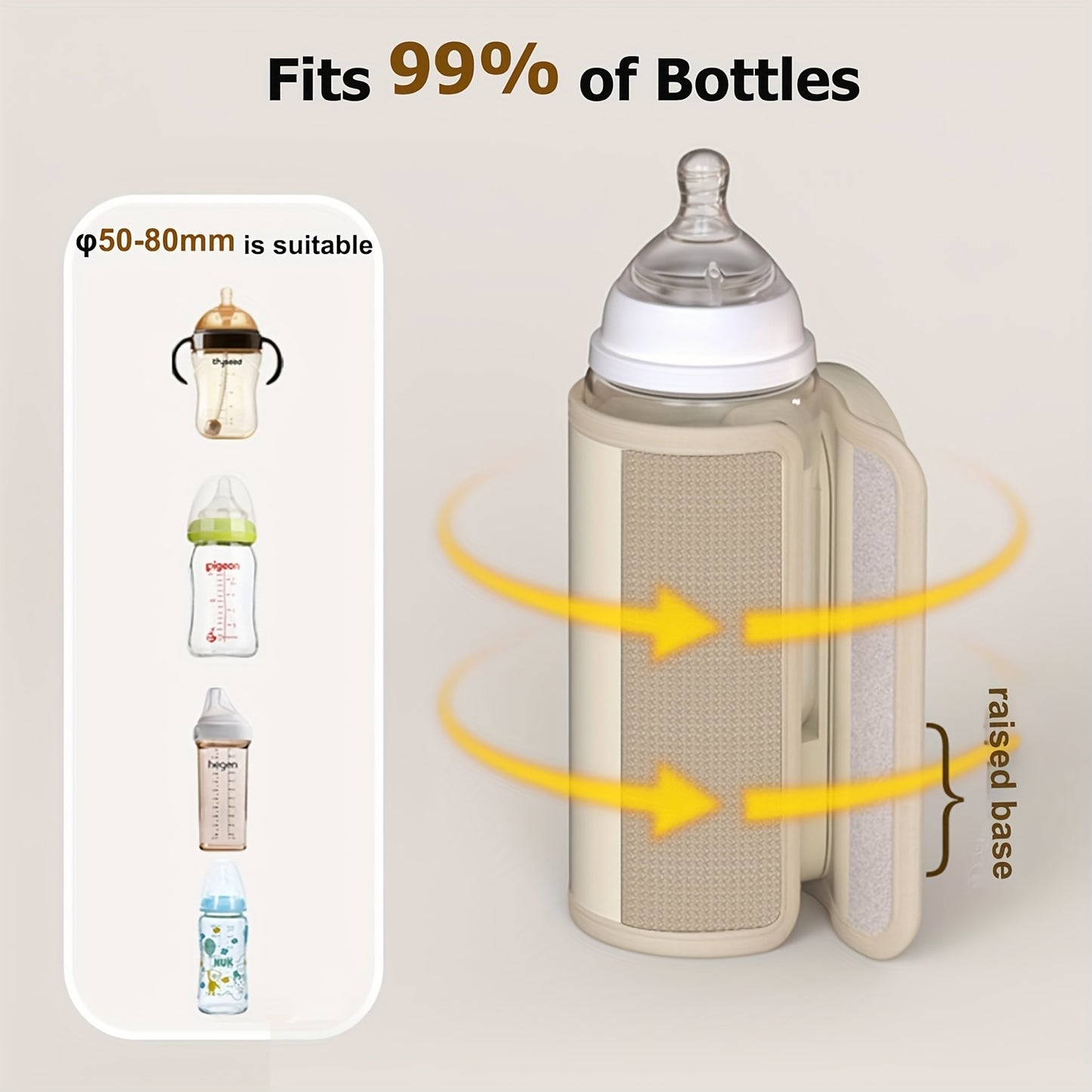 Portable Smart Bottle Warmer & Thermos Cup with, Leak-Proof Design, Wireless Operation, Fast Charging, and One-Touch Operation - Reusable Plastic Construction with Handle & Temperature Control for On-the-Go Formula/Breast Mil