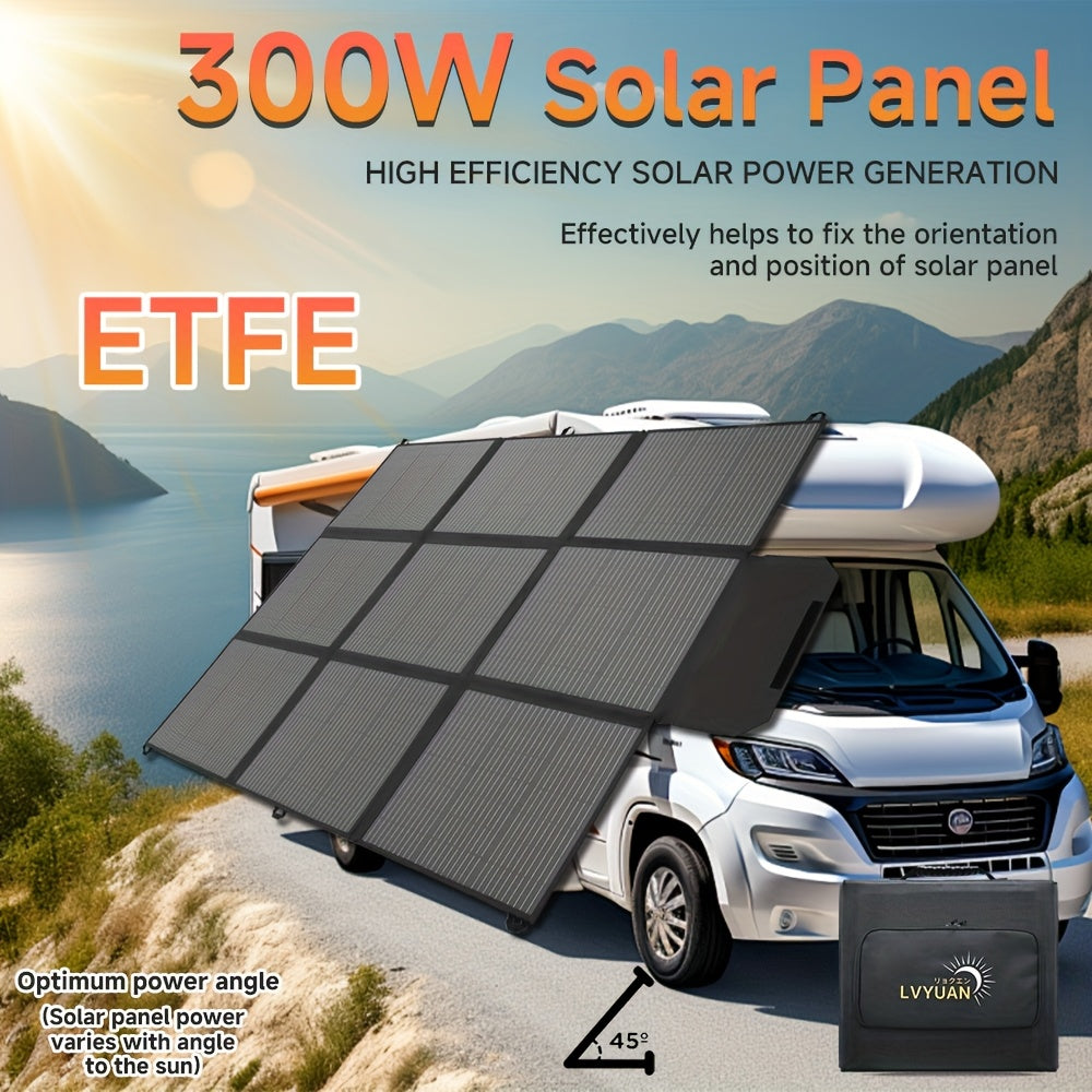 LVYUAN 120W/200W//300W/400W Portable Solar Panel, Foldable Solar Blanket, Monocrystalline High Power Solar Panel, Solar Cell Efficiency Up To 22.5%, Suitable For Outdoor Adventure Boat Power Station Camping RV Solar Generator