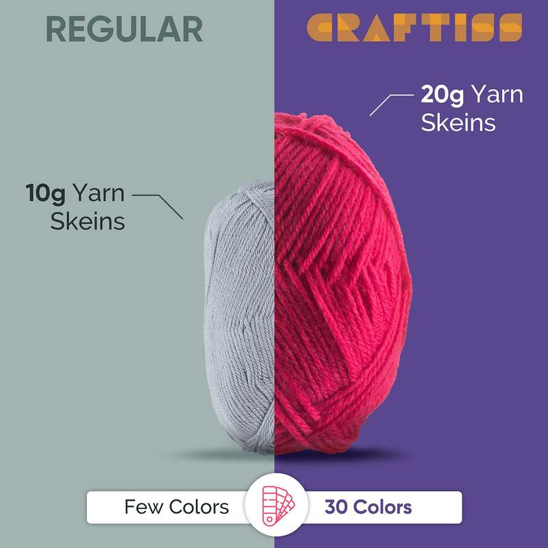 60*0.7 Oz Acrylic Yarn Skeins - 2600 Yards of Soft Yarn for Crocheting, Knitting and Craft Projects