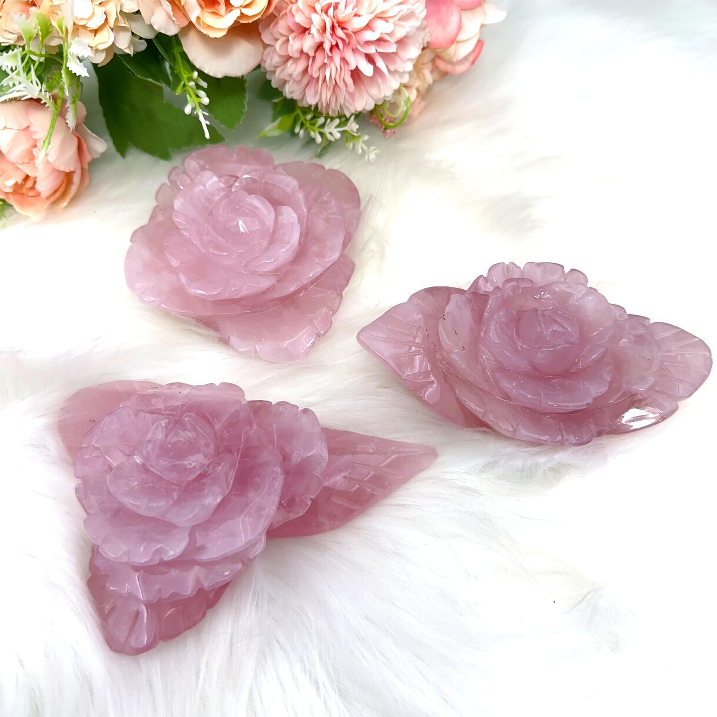 1pc Hand-Carved Rose Quartz Peony Flower – Pink Crystal Romance Decor, 300-500g/10.5-17.6oz, Irregular Shape, Perfect for Valentine’s Day, Mother’s Day, Christmas, Thanksgiving & Graduation Gifts, Home Decoration