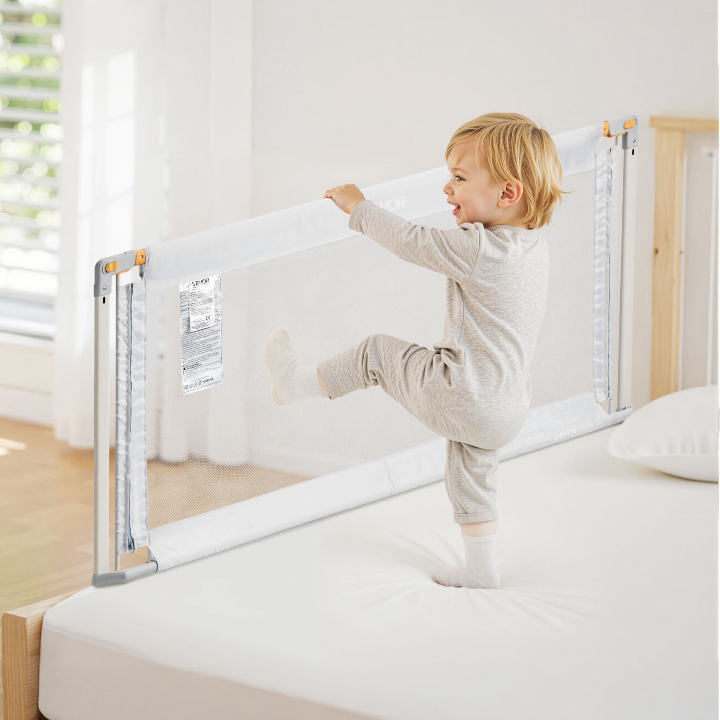 VEVOR 3 Piece Toddler Bed Rail Adjustable Height Bed Side Railing Guard Bumper Queen / King-Size