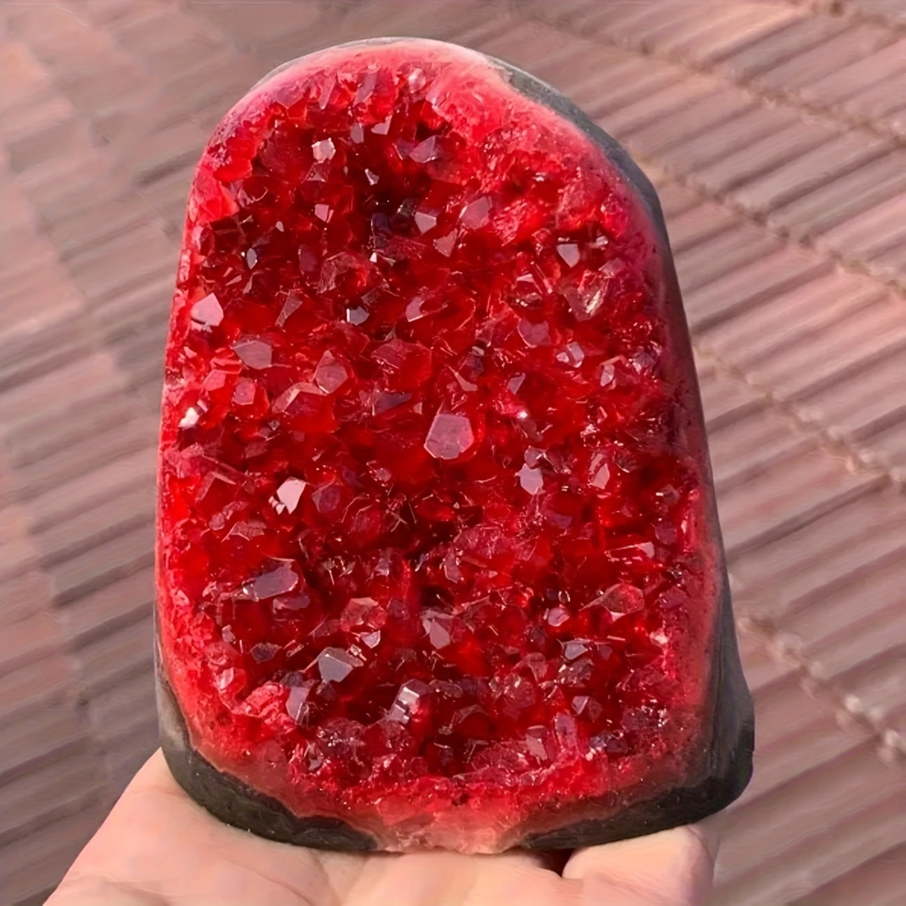 1pc Stunning Claret Geode Cluster - Sparkling Crystal Decoration, Elegant Rough Stone For Home And Office, Unique Geological Gift Idea, Home Decor Embellishment | Crystal Cluster, Valentine'S Day Gift, Crystal Gift For Parent