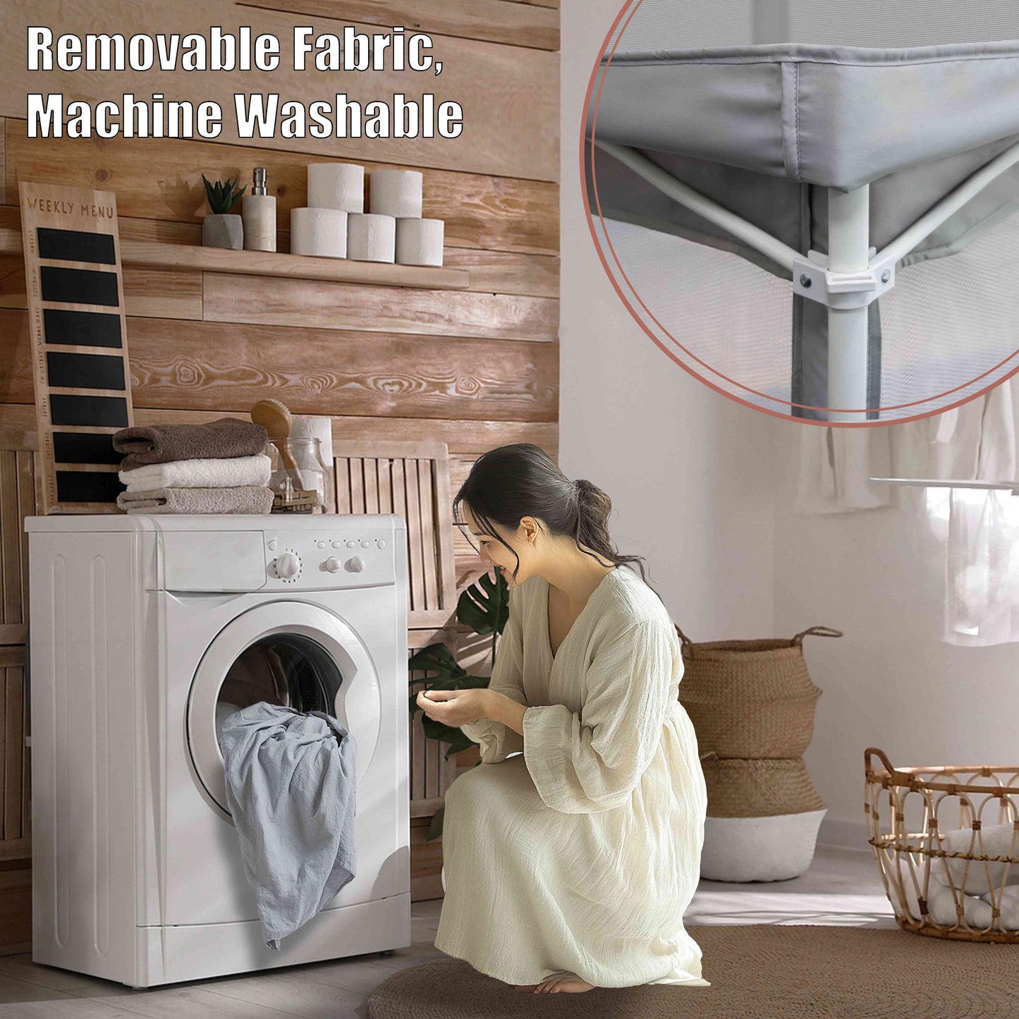 Foldable Baby Playpen 51"×51", Baby Items, Playard For Babies And Toddlers, Portable Safety Baby Fence Lightweight, No Installation, Indoor & Outdoor Baby Playpen With Ocean Balls*50, Grey, Halloween Party Favors