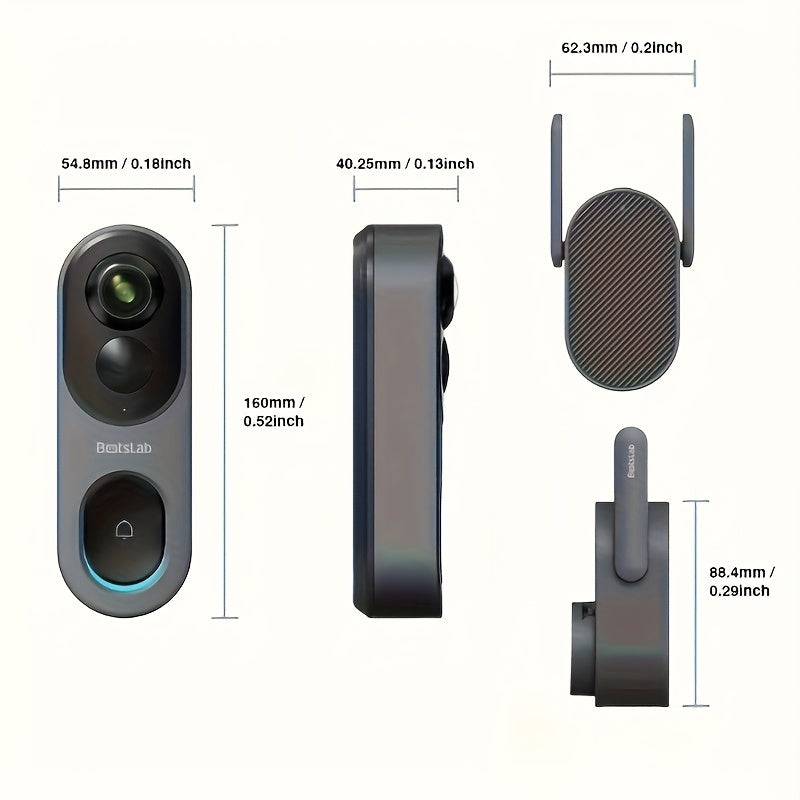 3K Video Doorbell Camera Wireless, No Monthly Fee, 5MP Battery Doorbell Camera, Head-to-Toe, 360° View, AI&VR Detection, HDR, Night Vision, 2-Way Talk, 2.4GHz WiFi, Easy to Install