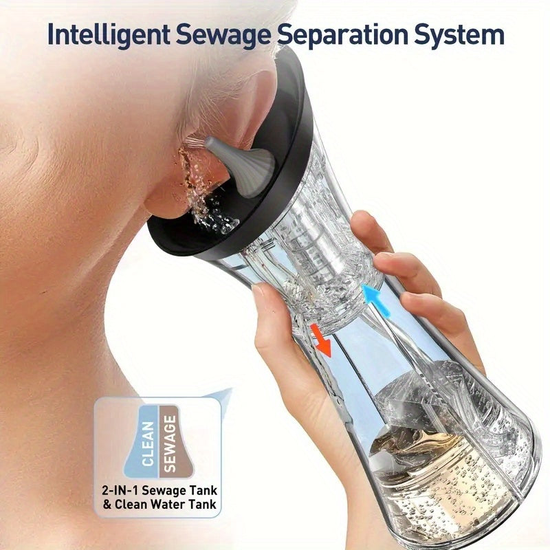 Safe Electric Ear Cleaning Kit Pro: Water-Powered Flusher with 3 Pressure Modes & LED Display | Temp Sensor, Visual Waste Tank, 12 Tips, USB-C Recharge, Painless Use, Ear Cleaning Device, Health Care, Modern Aesthetic, Durabl