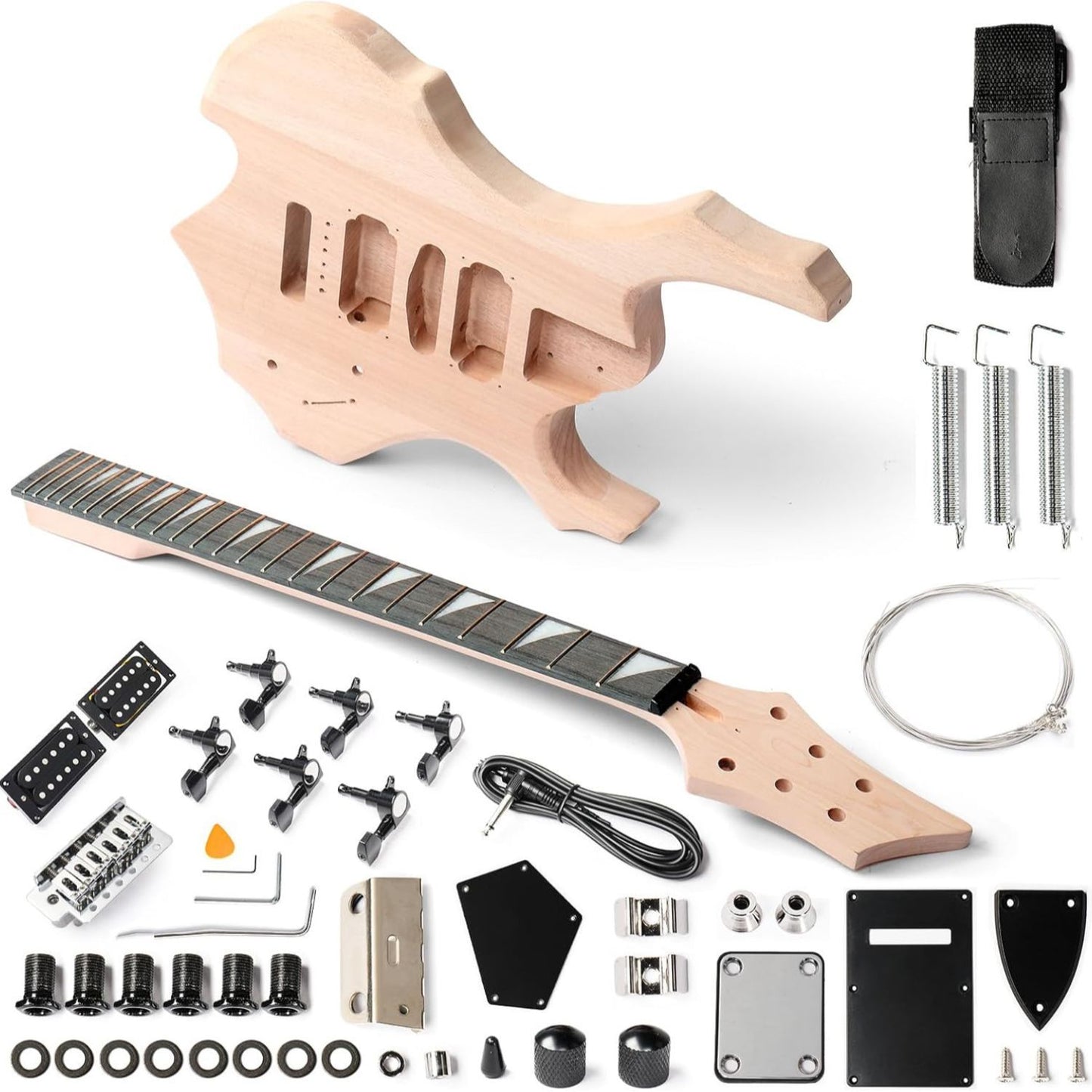 Glarry DIY Electric Guitar Kit, 6 Strings Guitar Kit with Mahogany Wood Body Maple Neck for Beginner, All Components Included Build Your Own Guitar