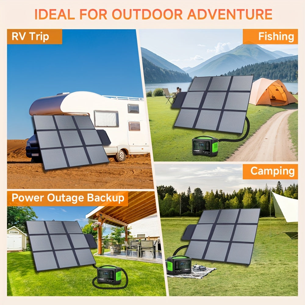 LVYUAN 120W/200W//300W/400W Portable Solar Panel, Foldable Solar Blanket, Monocrystalline High Power Solar Panel, Solar Cell Efficiency Up To 22.5%, Suitable For Outdoor Adventure Boat Power Station Camping RV Solar Generator