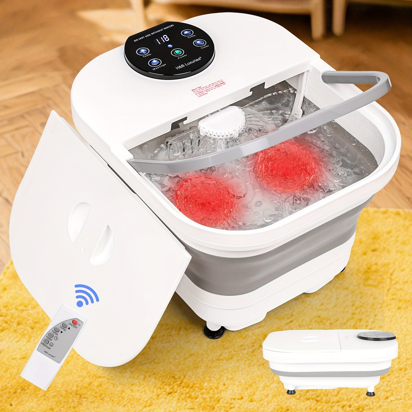 Foot Spa Massager, Foldable Foot Bath Basin For Space Saving, Heated With Remote Control, Foot Soaking Basin, Remote-Controlled Temperature And Timer, Massage Shower Ideal Gift For Family, Warm Winter Foot Bath Massager, Chri