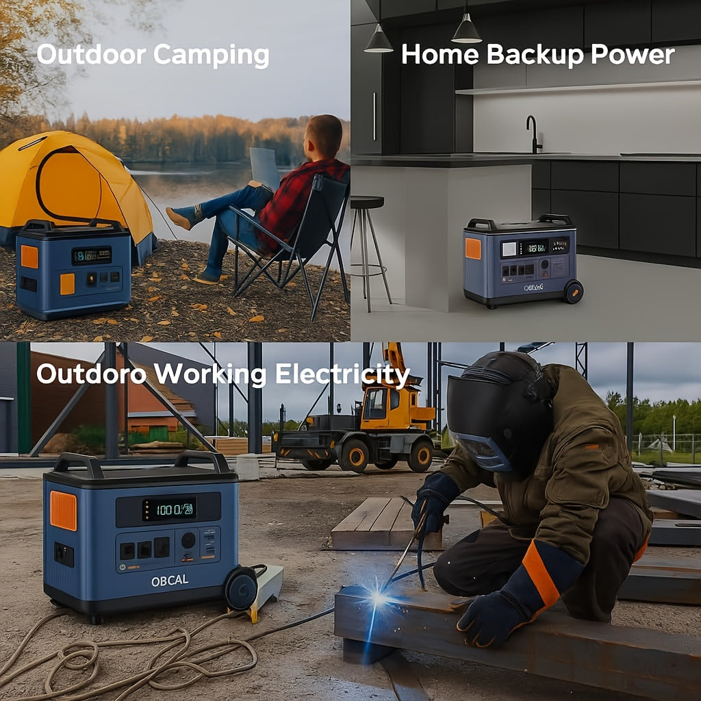 OSCAL PowerMax 3600W 6000W Surge Portable Power Station, 3600Wh LiFePO4 Expandable Solar Generator with 4xAC Outlets, 1.2H Fast Charging, 10ms UPS Backup Power for Home Emergency, Camping, RV, Road Trips - Heavy-Duty Solar-Po