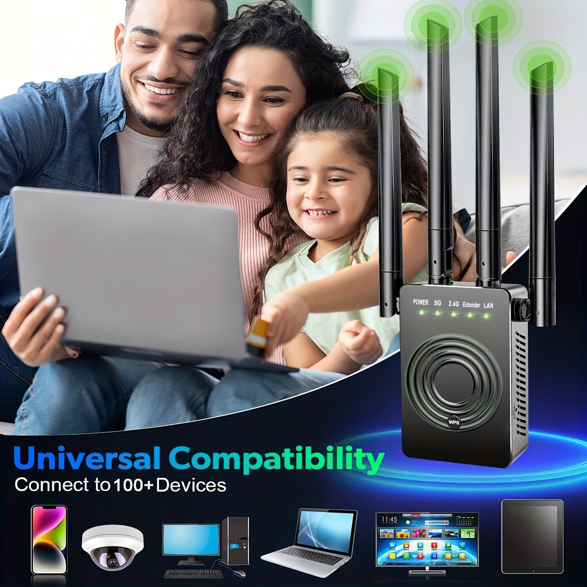 2025 Fastest WiFi Extender, Dual Band 2.4/5.8GHZ WiFi Internet Booster for Home Wireless, 1200Mbps Signal Amplifier with Ethernet Port/Super Antenna, Wi-Fi Repeater Cover to 12000Sq.Ft./100+ Devices, Wifi Booster Extender, Ou