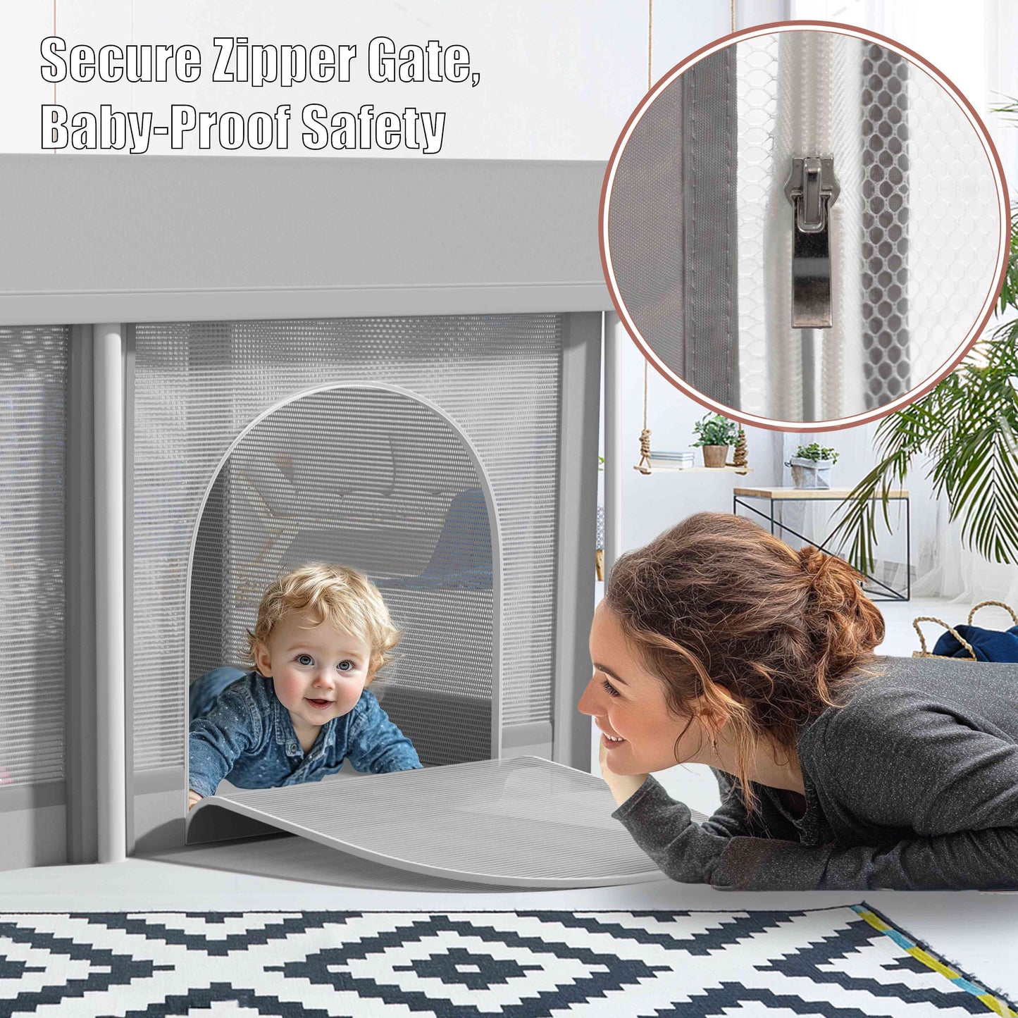 Foldable Baby Playpen 51"×51", Baby Items, Playard For Babies And Toddlers, Portable Safety Baby Fence Lightweight, No Installation, Indoor & Outdoor Baby Playpen With Ocean Balls*50, Grey, Halloween Party Favors