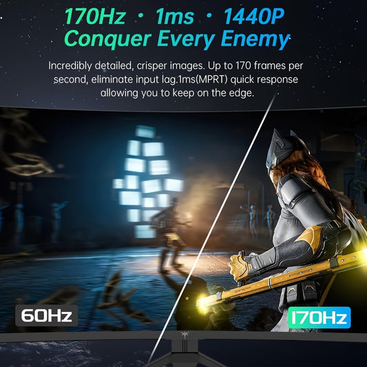 KTC 24-27-32 Inch Gaming Monitor, 24inch 1920*1080 100Hz, 27inch 2560*1440 180Hz,32inch 2560*1440 165Hz Curved Gaming Monitor, 1500R Frameless, 1ms, HDR, FreeSync Premium, DisplayPort/HDTV/USB, VESA Wall Mount, PC Monitor