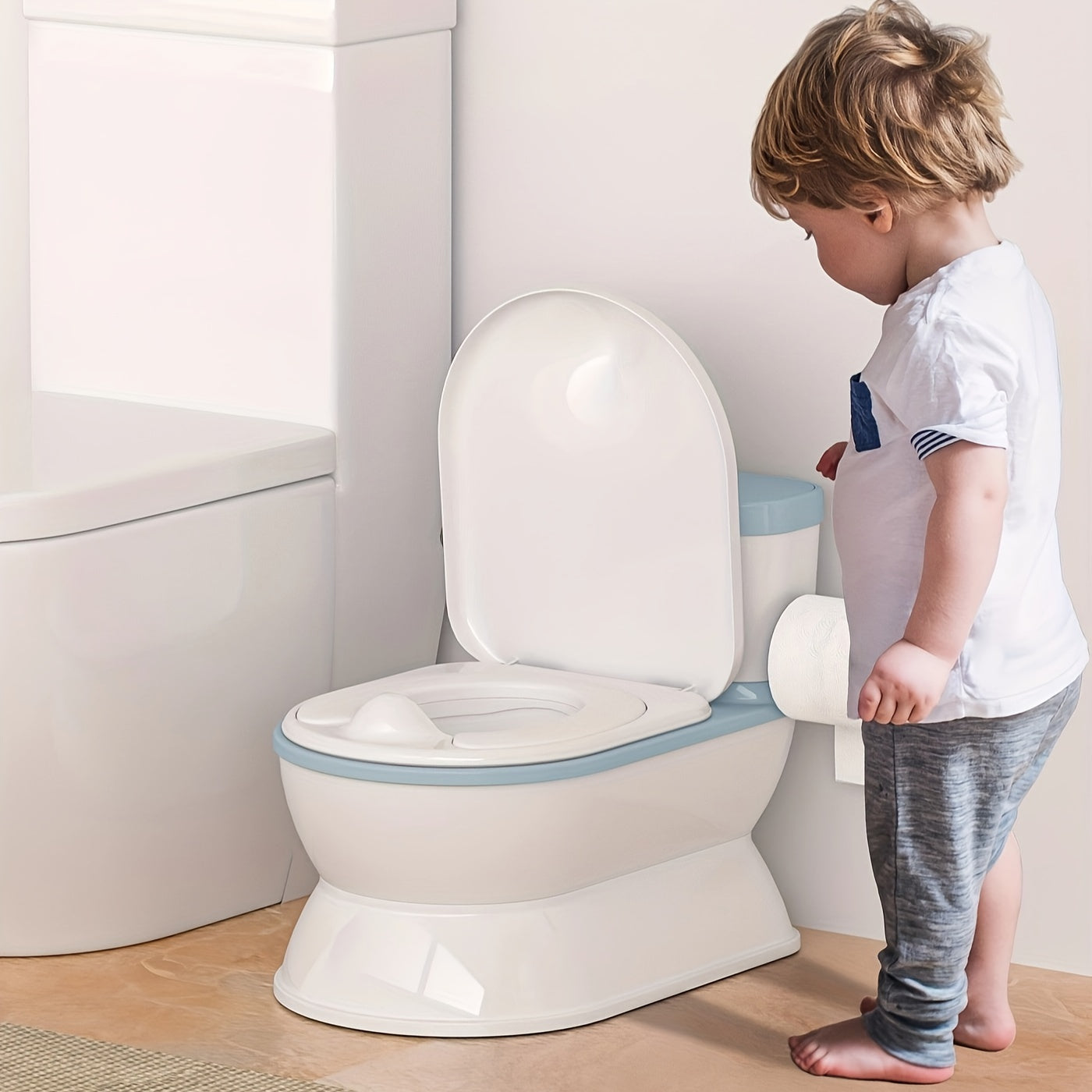 2-In-1 Toddler Potty Training Toilet - Larger Potty Chair And Removable Training Seat With Realistic Flush Sounds, Flip-Up Toilet Seat, Storage Bin And Toilet Paper Holder For Kids 1-3 Years Old