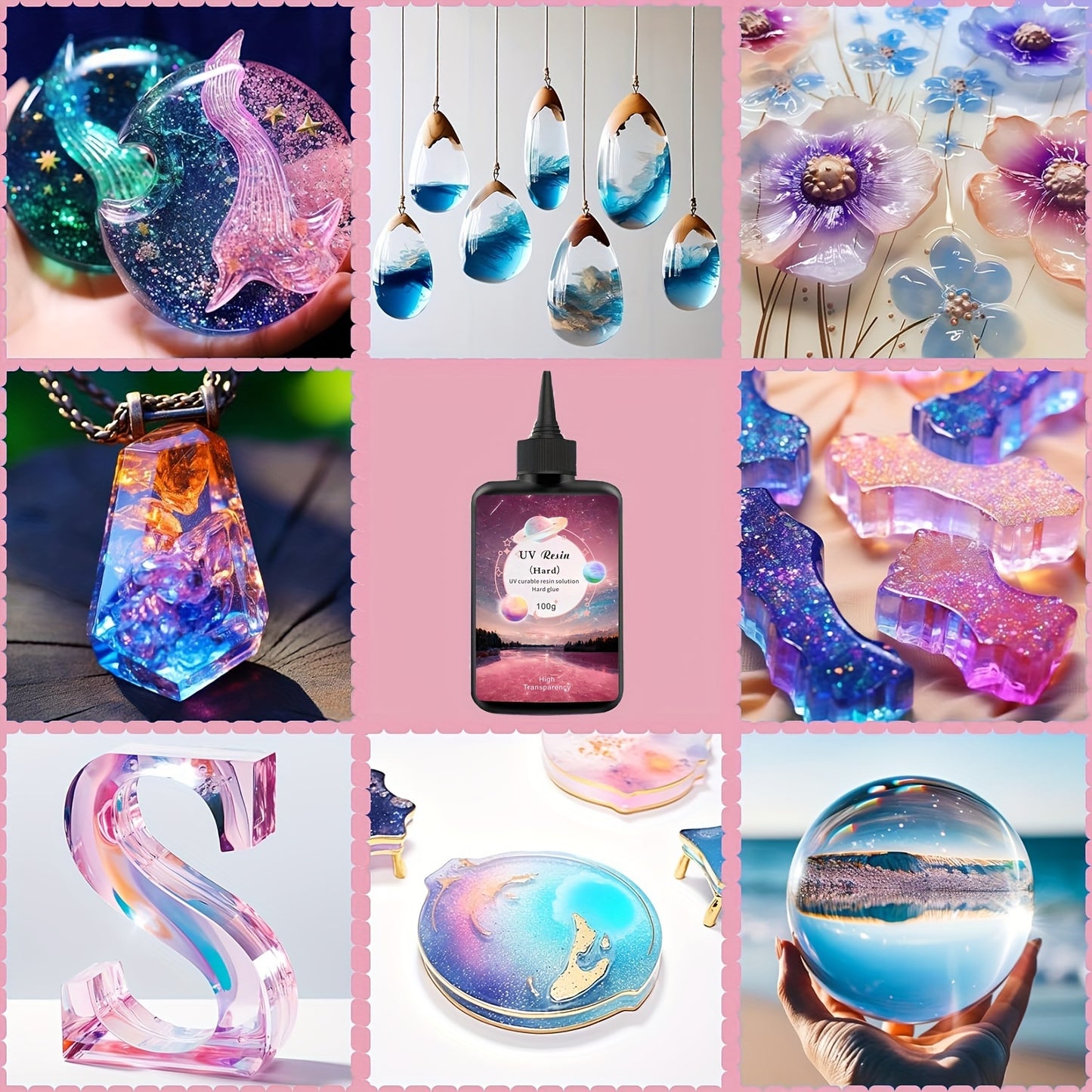 76pcs Complete Resin Jewelry Making Kit with 76-Cut-Ready Accessories (Molds, Charms, Beads, Glitter) & Instructions - DIY Craft Set for Beginners & Experts to Create Necklaces, Bracelets, Keychains, Earrings & Pendants - All