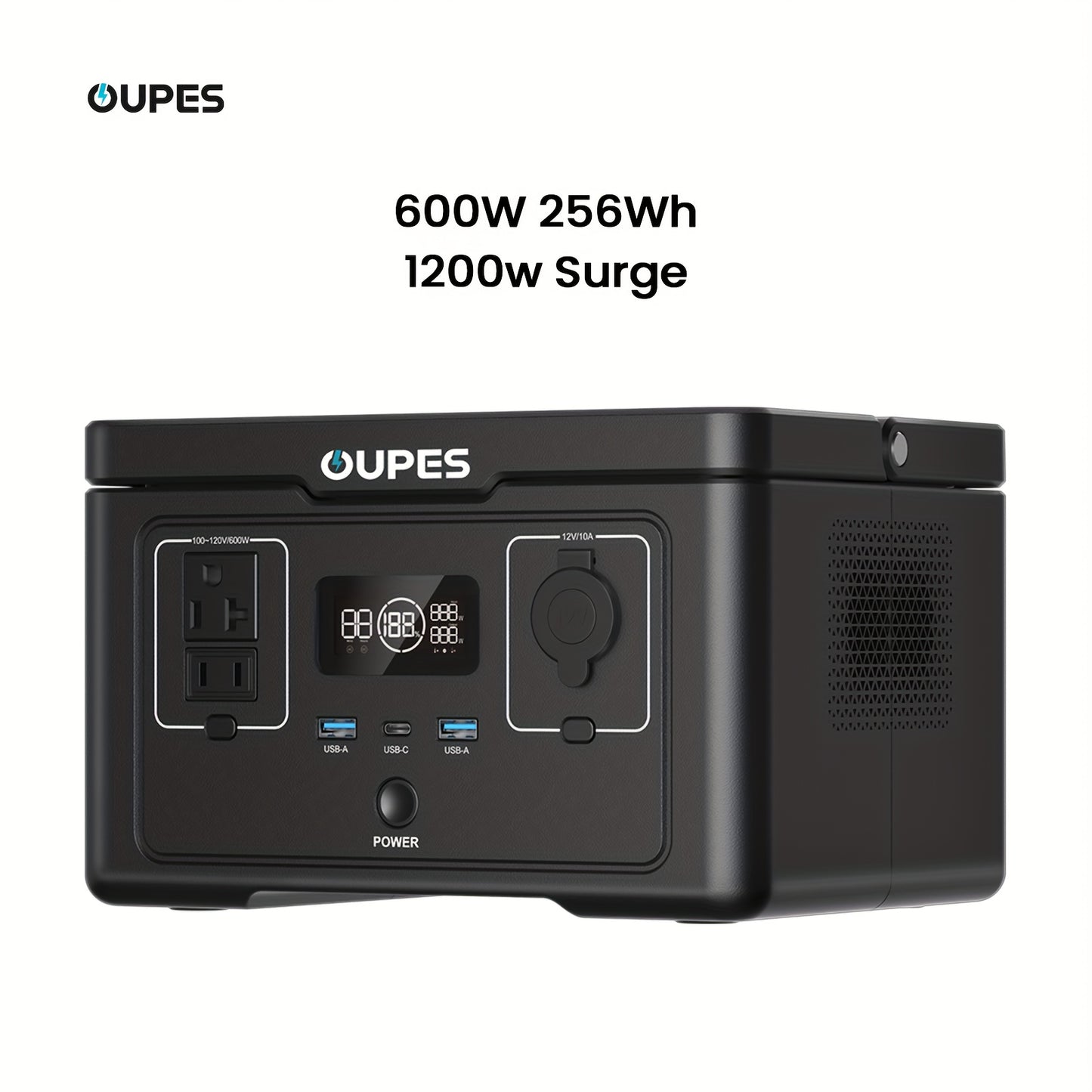 OUPES 600W/256Wh Exodus 600 Portable Power Station(1200W Surge), 256Wh 3.7kg Backup LiFePO4 Battery, 600W AC Outlet, Solar Generator for RV, Outdoors, Camping, Traveling
