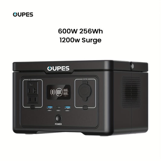 OUPES 600W/256Wh Exodus 600 Portable Power Station(1200W Surge), 256Wh 3.7kg Backup LiFePO4 Battery, 600W AC Outlet, Solar Generator for RV, Outdoors, Camping, Traveling