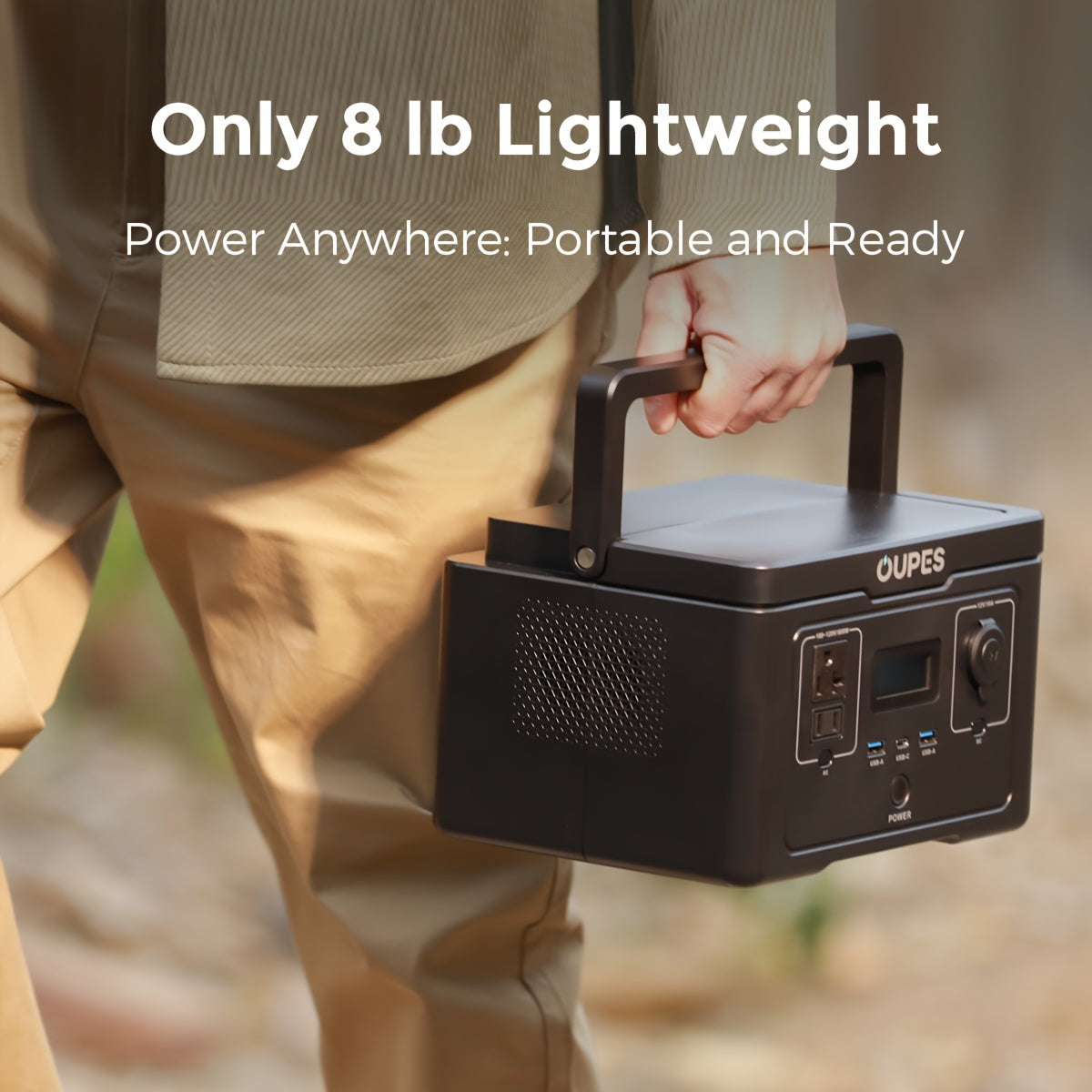 OUPES 600W/256Wh Exodus 600 Portable Power Station(1200W Surge), 256Wh 3.7kg Backup LiFePO4 Battery, 600W AC Outlet, Solar Generator for RV, Outdoors, Camping, Traveling