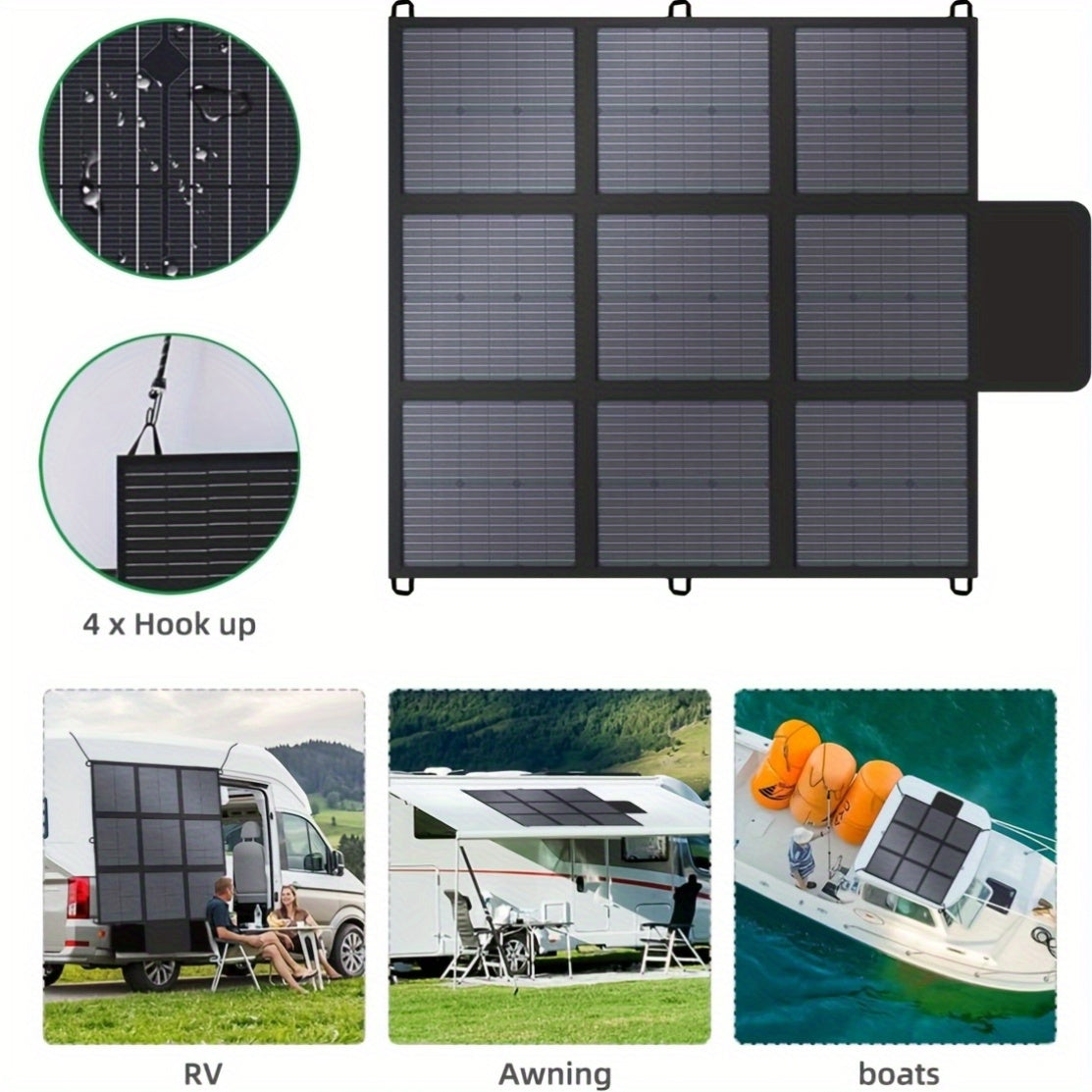LVYUAN 120W/200W//300W/400W Portable Solar Panel, Foldable Solar Blanket, Monocrystalline High Power Solar Panel, Solar Cell Efficiency Up To 22.5%, Suitable For Outdoor Adventure Boat Power Station Camping RV Solar Generator