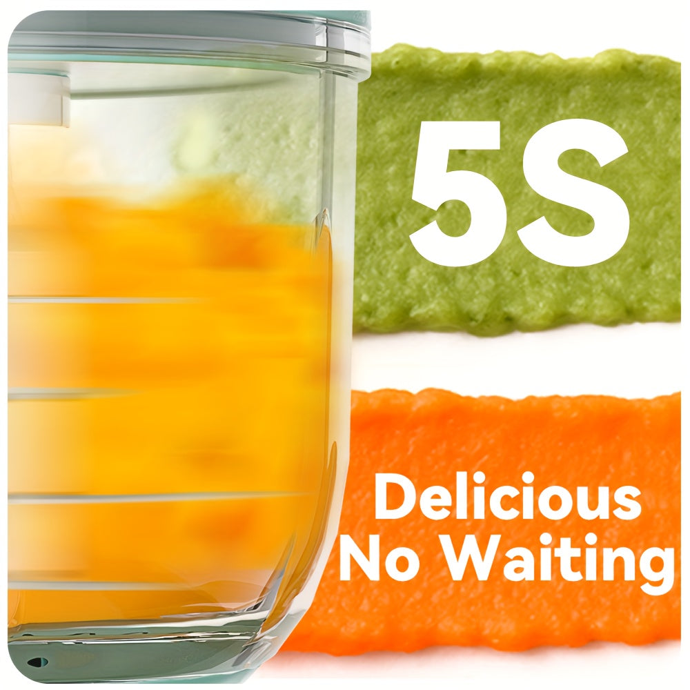 8-Blade Stainless Steel Blade Baby Food Maker Set with Easy-Clean Blender, Food Processor & Containers - Heavy-Duty Corded Electric Baby Food Maker with 8-Blade Blade, Containers & Green Base - Ideal For Fruits, Vegetables