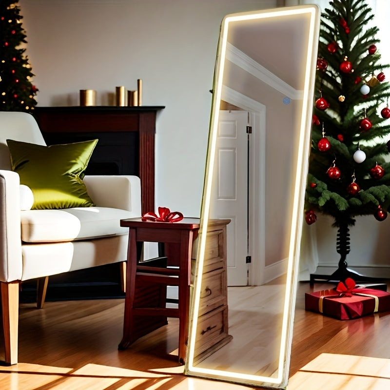 LED Makeup Mirror, Adjustable Brightness Full-Length Mirror, Highly Acclaimed Dressing Mirror. 2-Drawer Storage Cabinet, Bedside Table, Fabric Drawer Scratch Resistant, Metal Frame Sturdy And Durable