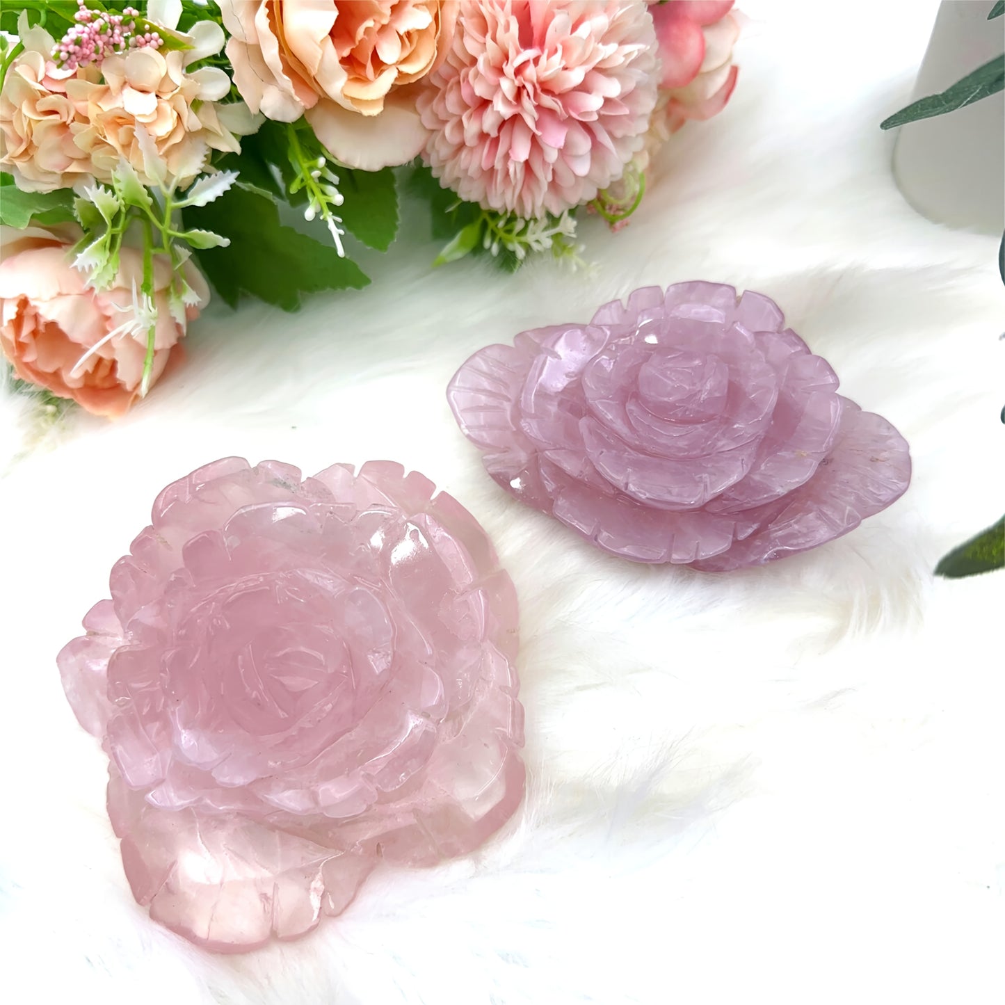 1pc Hand-Carved Rose Quartz Peony Flower – Pink Crystal Romance Decor, 300-500g/10.5-17.6oz, Irregular Shape, Perfect for Valentine’s Day, Mother’s Day, Christmas, Thanksgiving & Graduation Gifts, Home Decoration