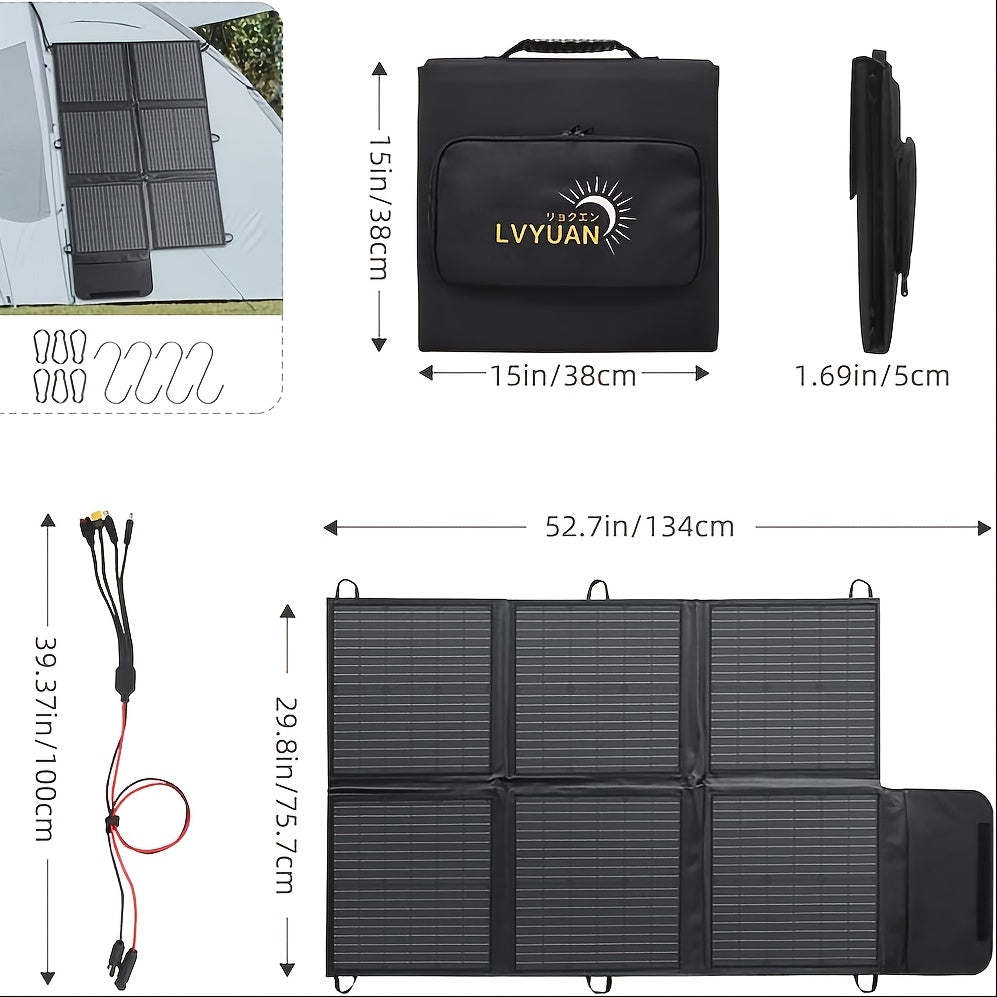 LVYUAN 120W/200W//300W/400W Portable Solar Panel, Foldable Solar Blanket, Monocrystalline High Power Solar Panel, Solar Cell Efficiency Up To 22.5%, Suitable For Outdoor Adventure Boat Power Station Camping RV Solar Generator